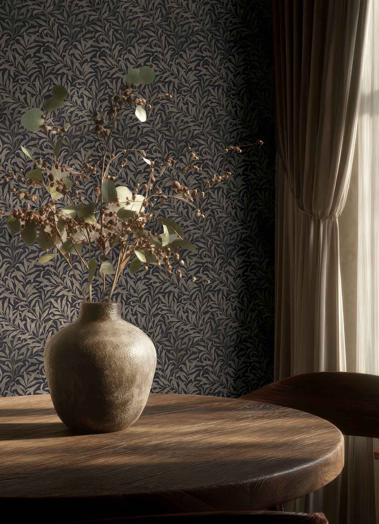 Willow Boughs Charcoal Peel and Stick Wallpaper - York Wallcoverings - MCS6621 - York Wallcoverings Wallpaper