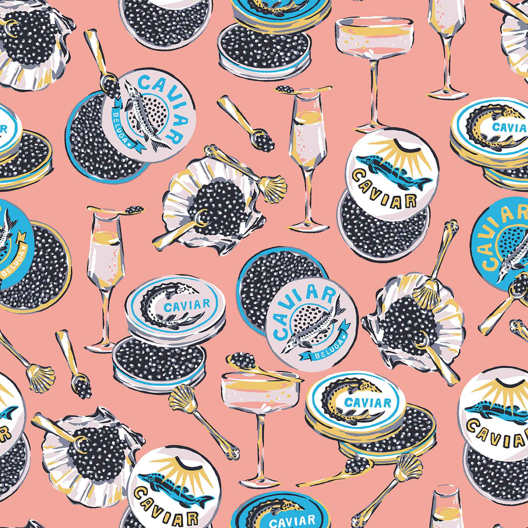 Champagne and Caviar Salmon Peel and St - York Wallcoverings - PFS6558