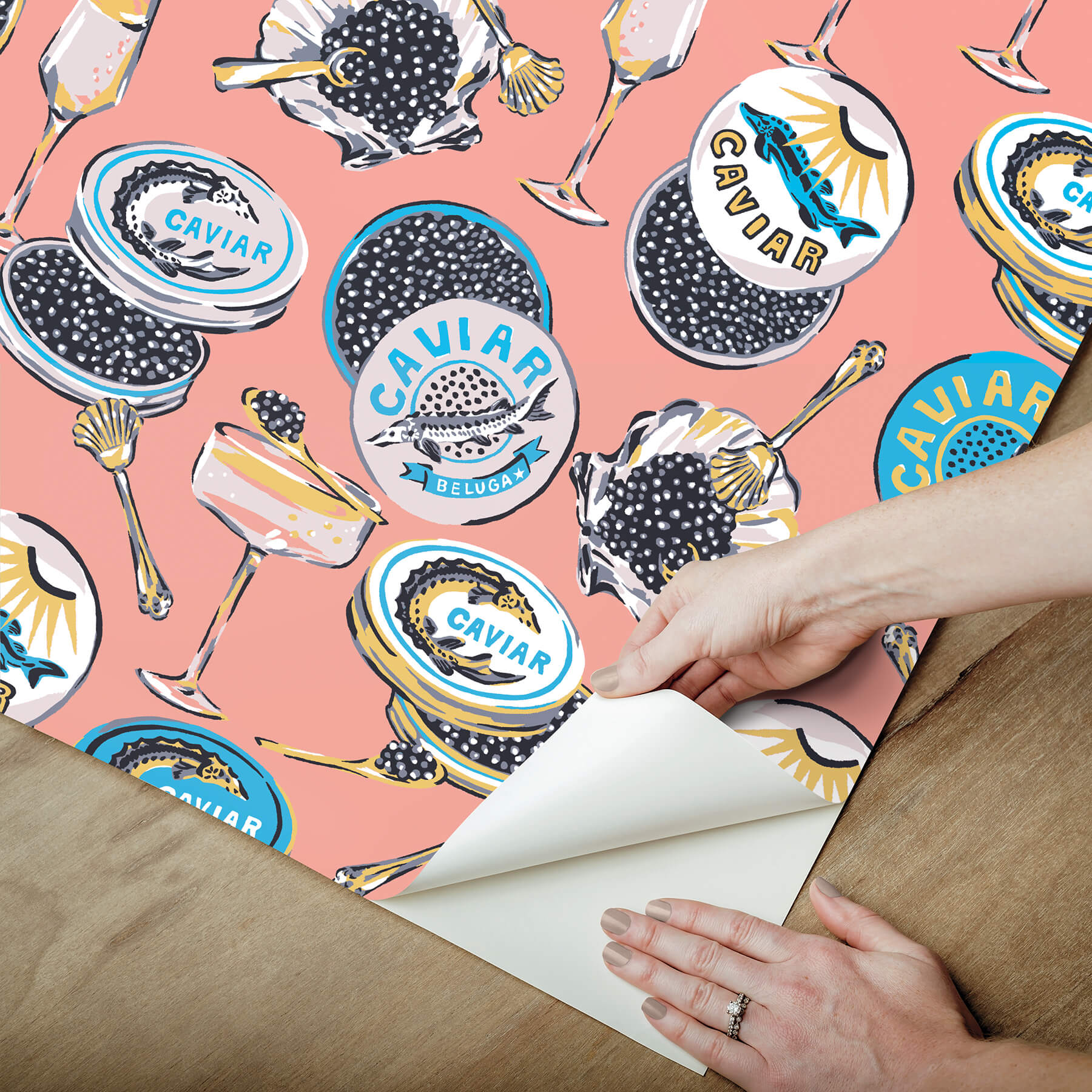 champagne-and-caviar-salmon-peel-and-stick-wallpaper-york-wallcoverings-pfs6558 - York Wallcoverings Wallpaper