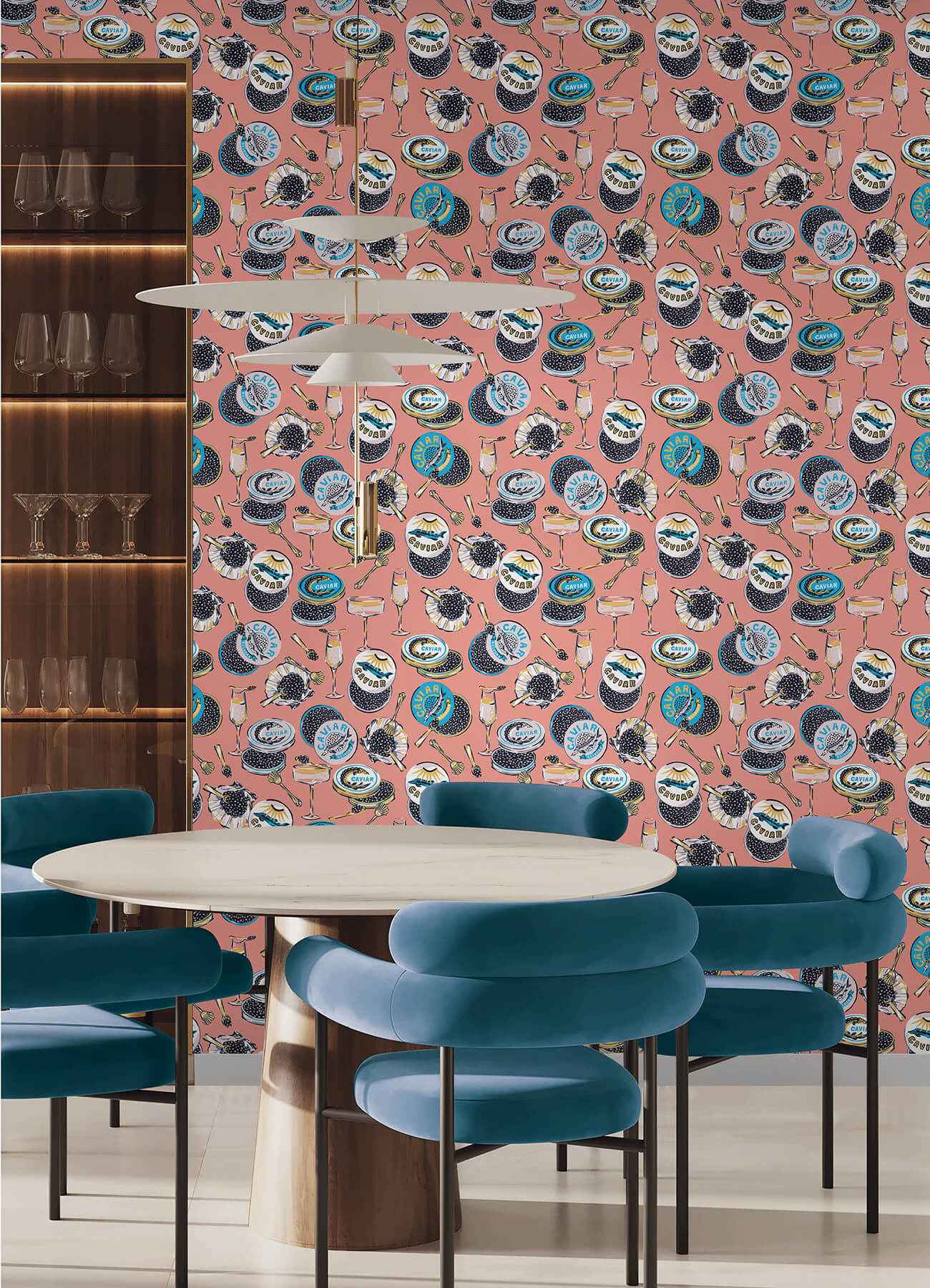 Champagne and Caviar Salmon Peel and St - York Wallcoverings - PFS6558 - York Wallcoverings Wallpaper
