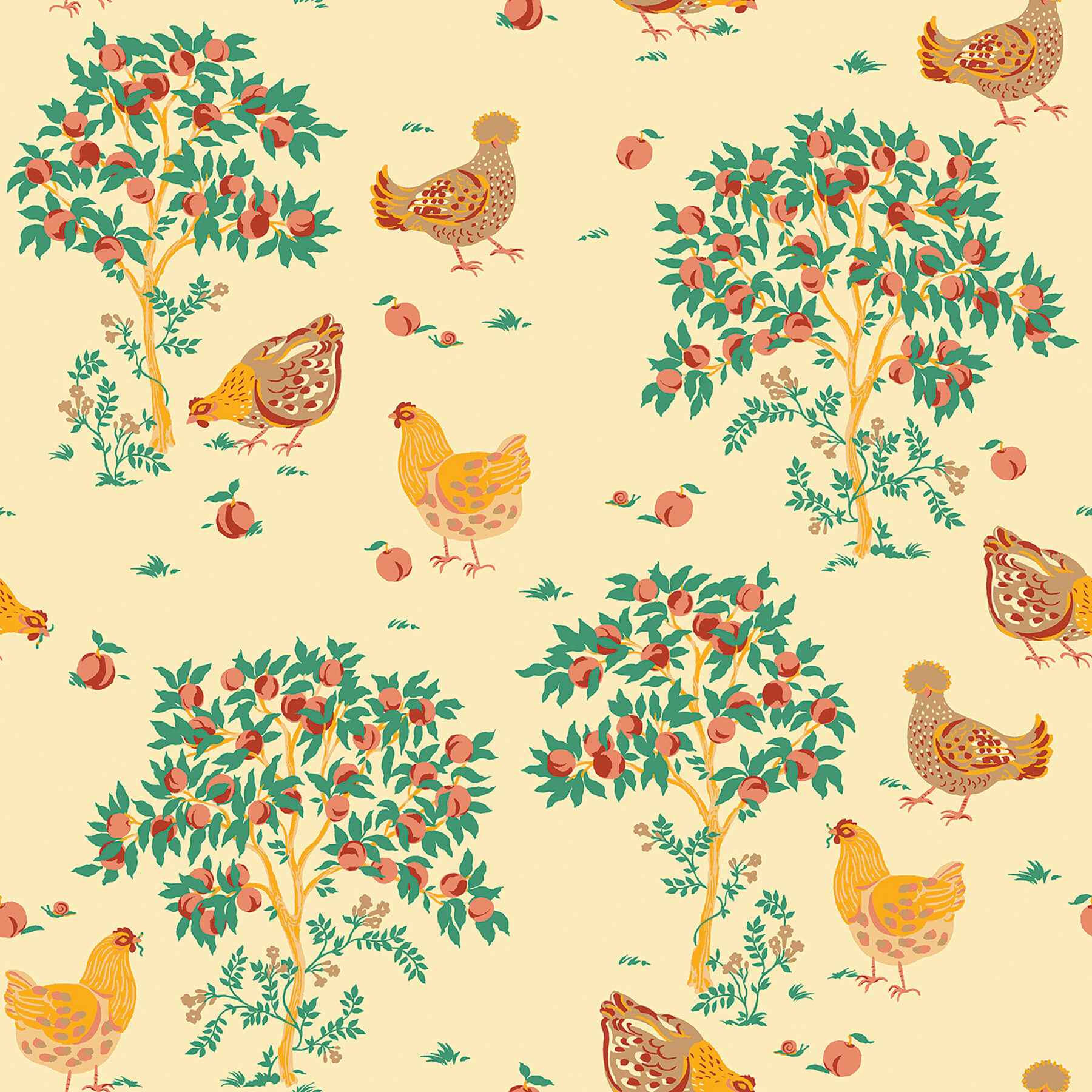 Hen House Butter Yellow Peel and Stick Wallpaper - York Wallcoverings - PFS6560 - York Wallcoverings Wallpaper