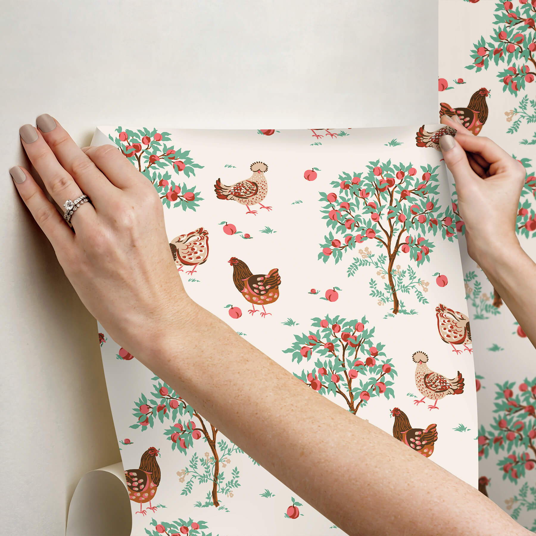 hen-house-linen-peel-and-stick-wallpaper-york-wallcoverings-pfs6561 - York Wallcoverings Wallpaper