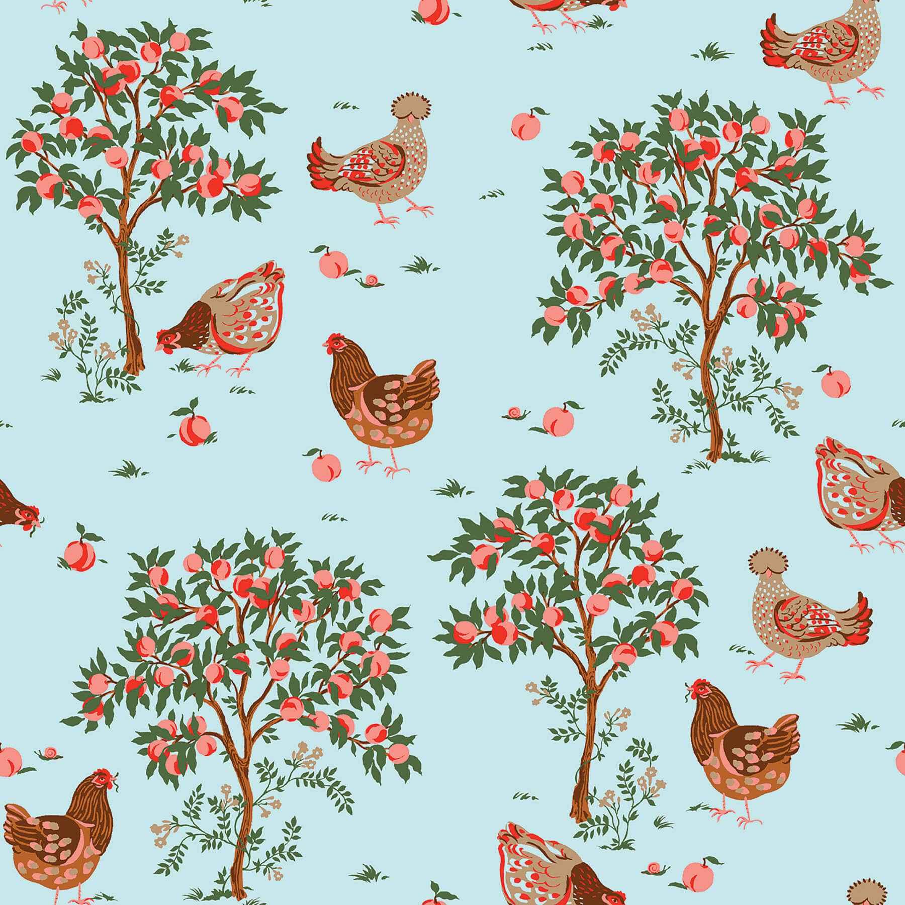 Hen House Aqua Peel and Stick Wallpaper - York Wallcoverings - PFS6562 - York Wallcoverings Wallpaper