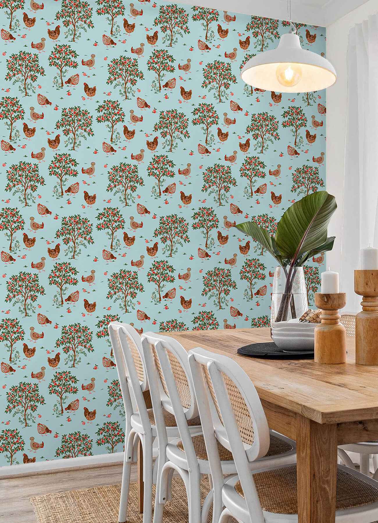 Hen House Aqua Peel and Stick Wallpaper - York Wallcoverings - PFS6562 - York Wallcoverings Wallpaper