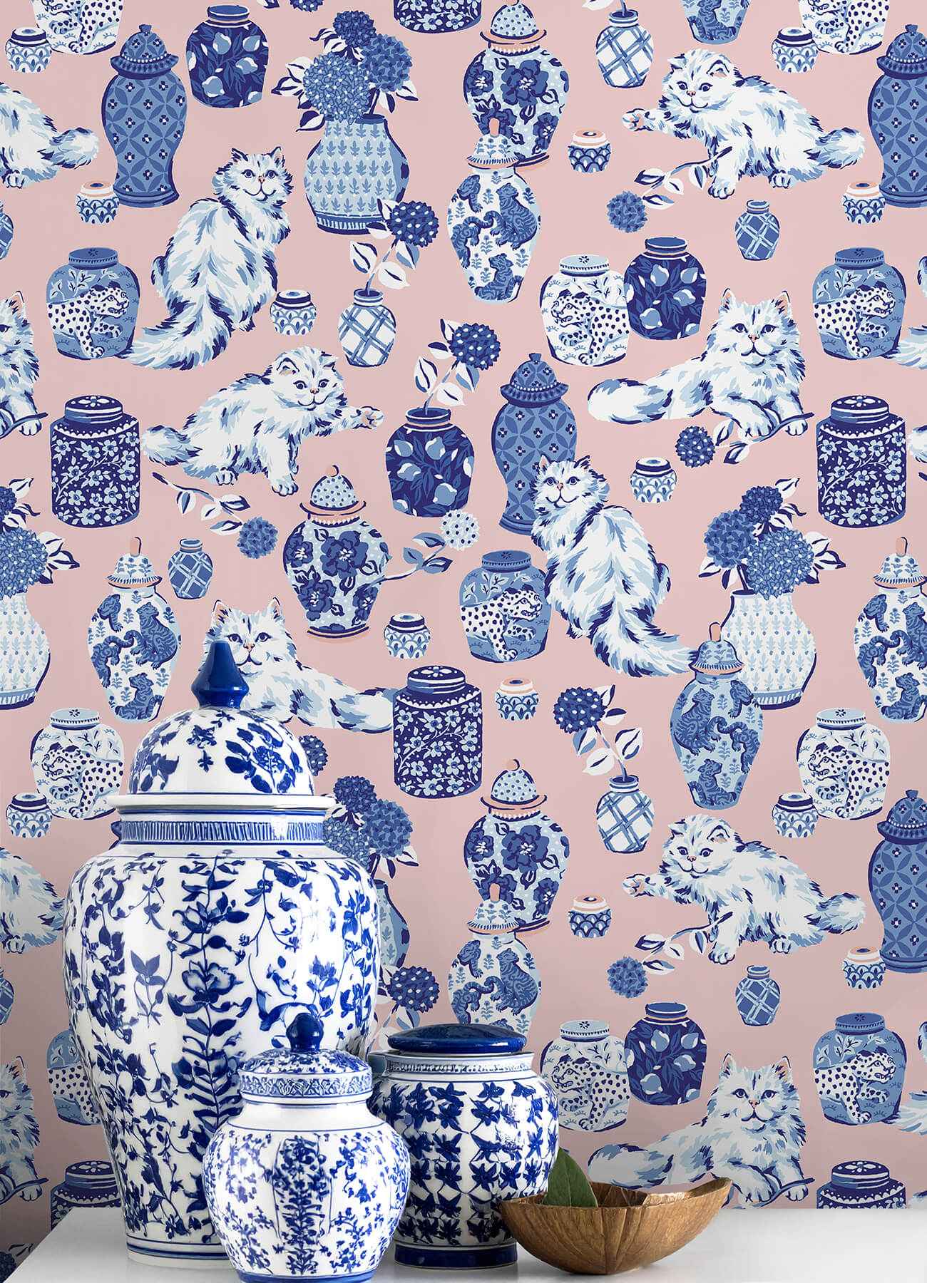 Fancy Cats Pink Peel and Stick Wallpaper - York Wallcoverings - PFS6564 - York Wallcoverings Wallpaper