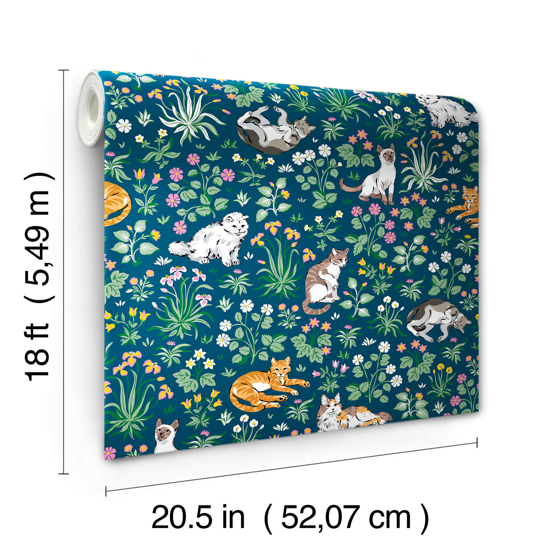 must-love-cats-indigo-peel-and-stick-wallpaper-york-wallcoverings-pfs6566 - York Wallcoverings Wallpaper