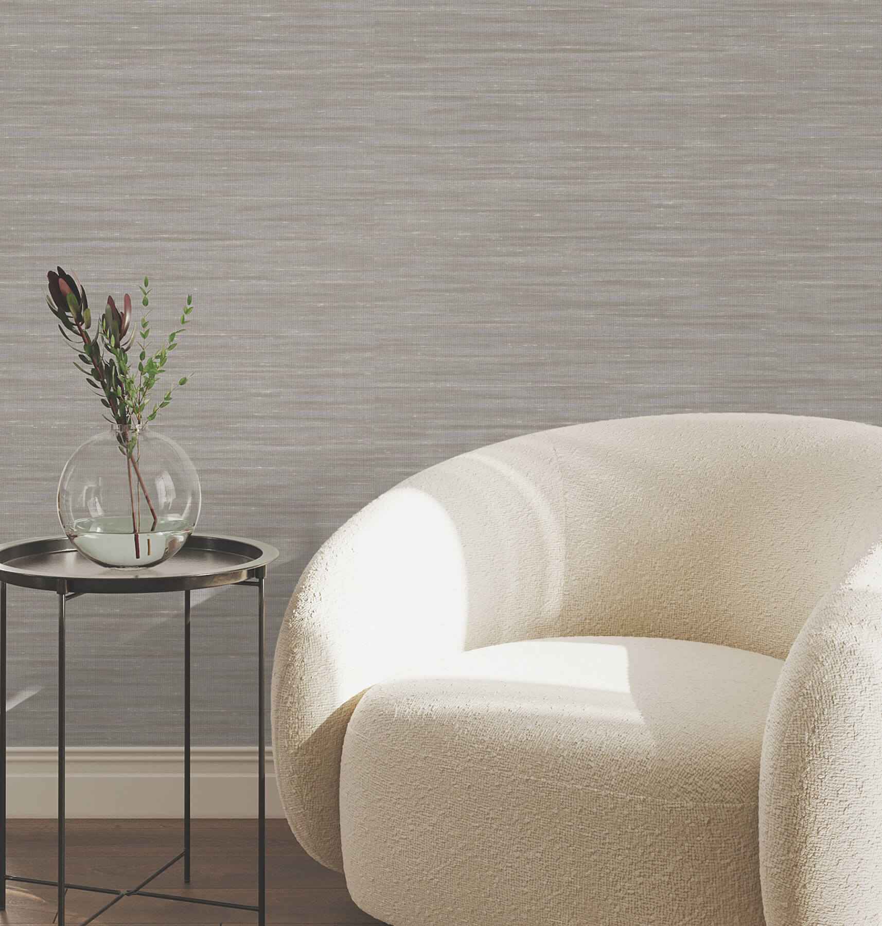 Sari Silk Grey Faux Fabric Wallpaper - York Wallcoverings - UW1002N - York Wallcoverings Wallpaper