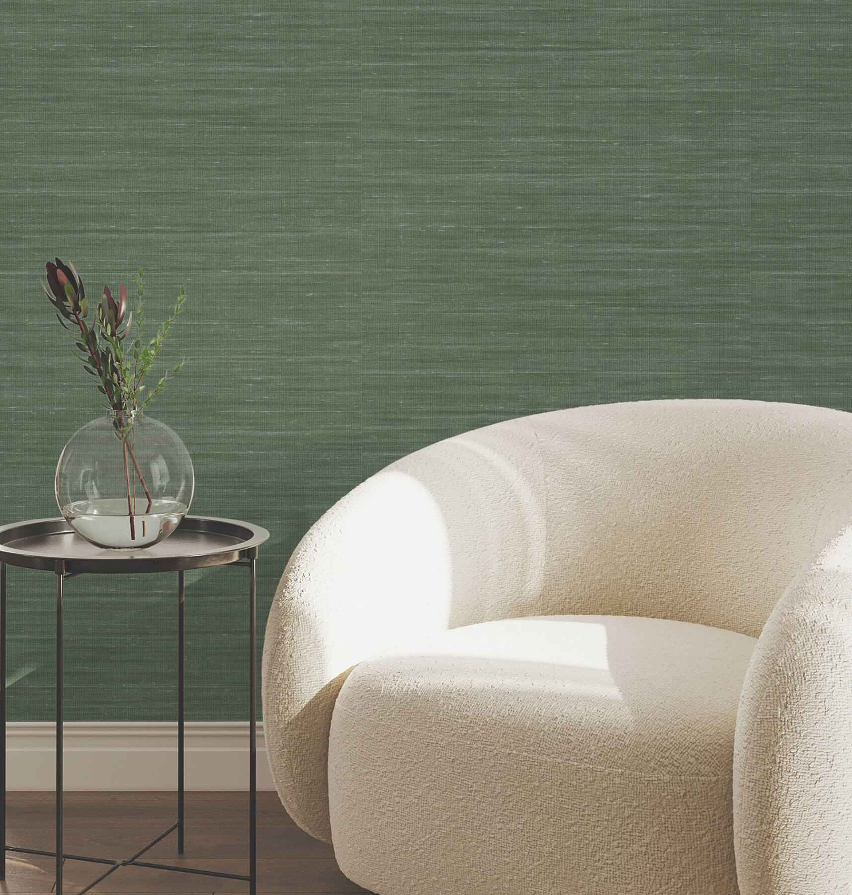 Sari Silk Green Faux Fabric Wallpaper - York Wallcoverings - UW1004N - York Wallcoverings Wallpaper