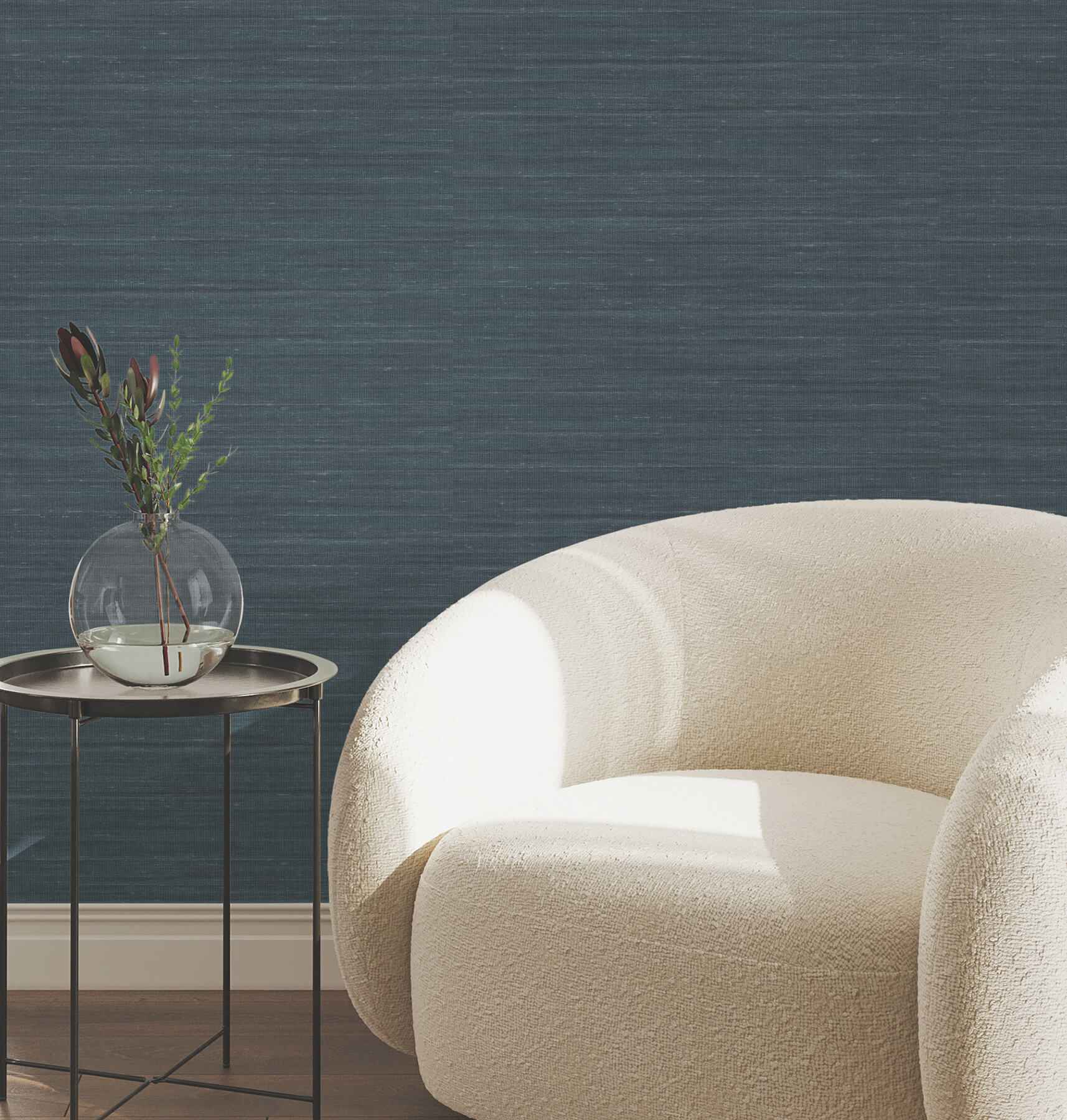 Sari Silk Slate Faux Fabric Wallpaper - York Wallcoverings - UW1005N - York Wallcoverings Wallpaper