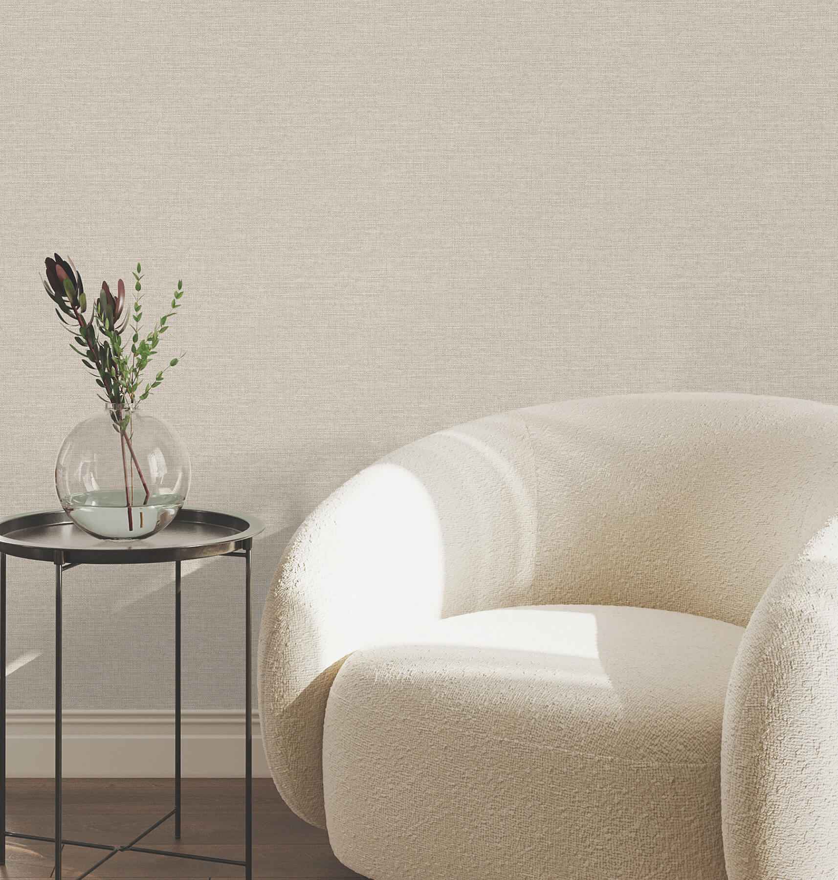 Terrene Light Brown Faux Linen Wallpaper - York Wallcoverings - UW1014N - York Wallcoverings Wallpaper