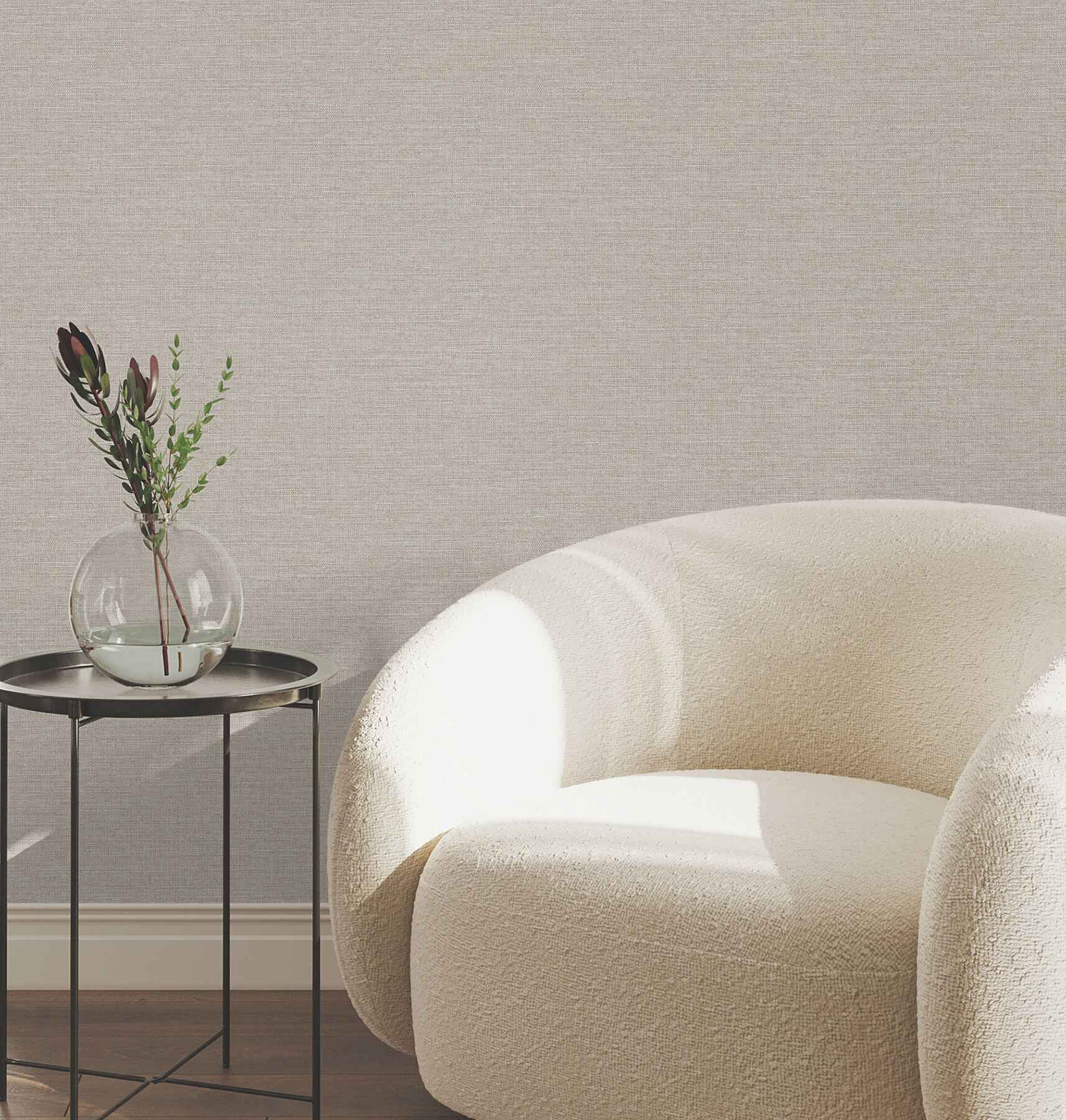 Terrene Grey Faux Linen Wallpaper - York Wallcoverings - UW1015N - York Wallcoverings Wallpaper