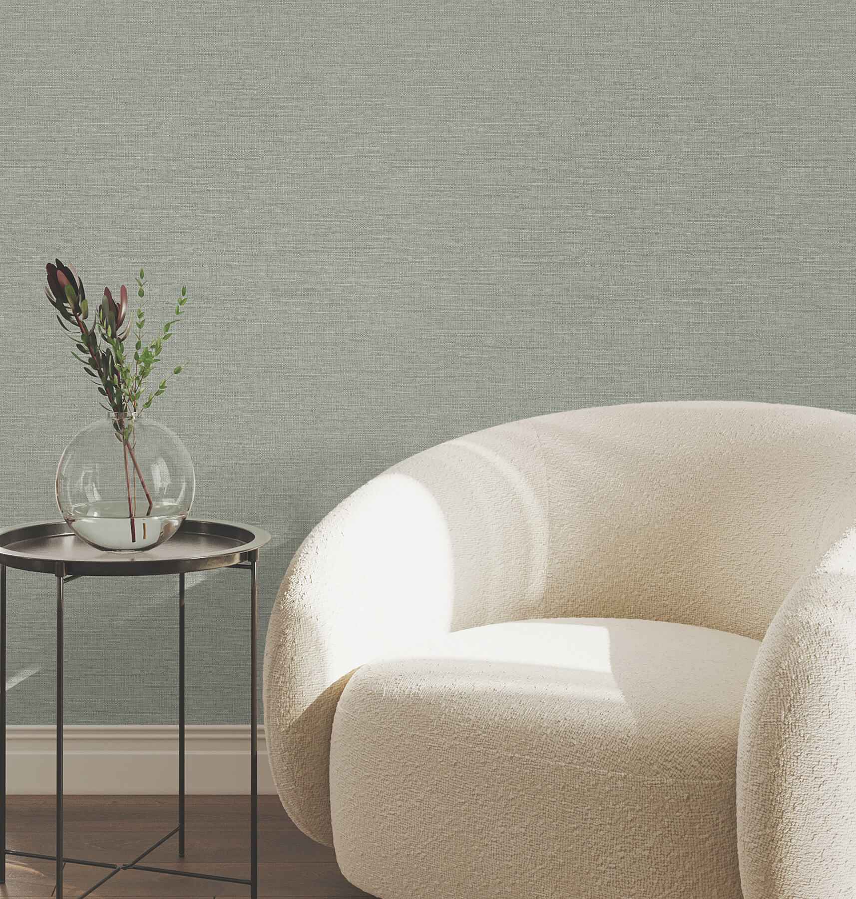 Terrene Moss Faux Linen Wallpaper - York Wallcoverings - UW1016N - York Wallcoverings Wallpaper