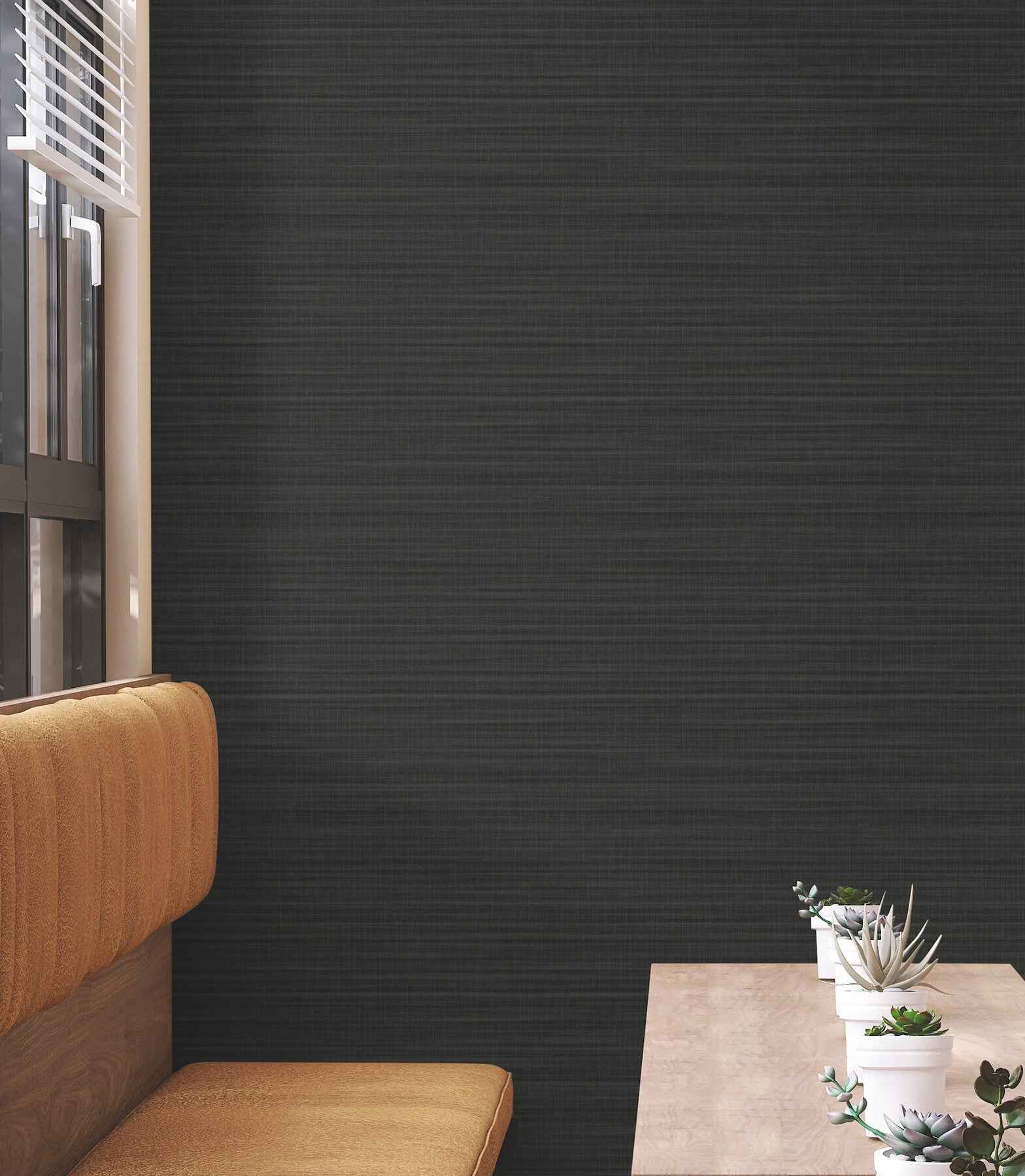 Down To Earth Charcoal Striated Wallpaper - York Wallcoverings - UW1046N - York Wallcoverings Wallpaper