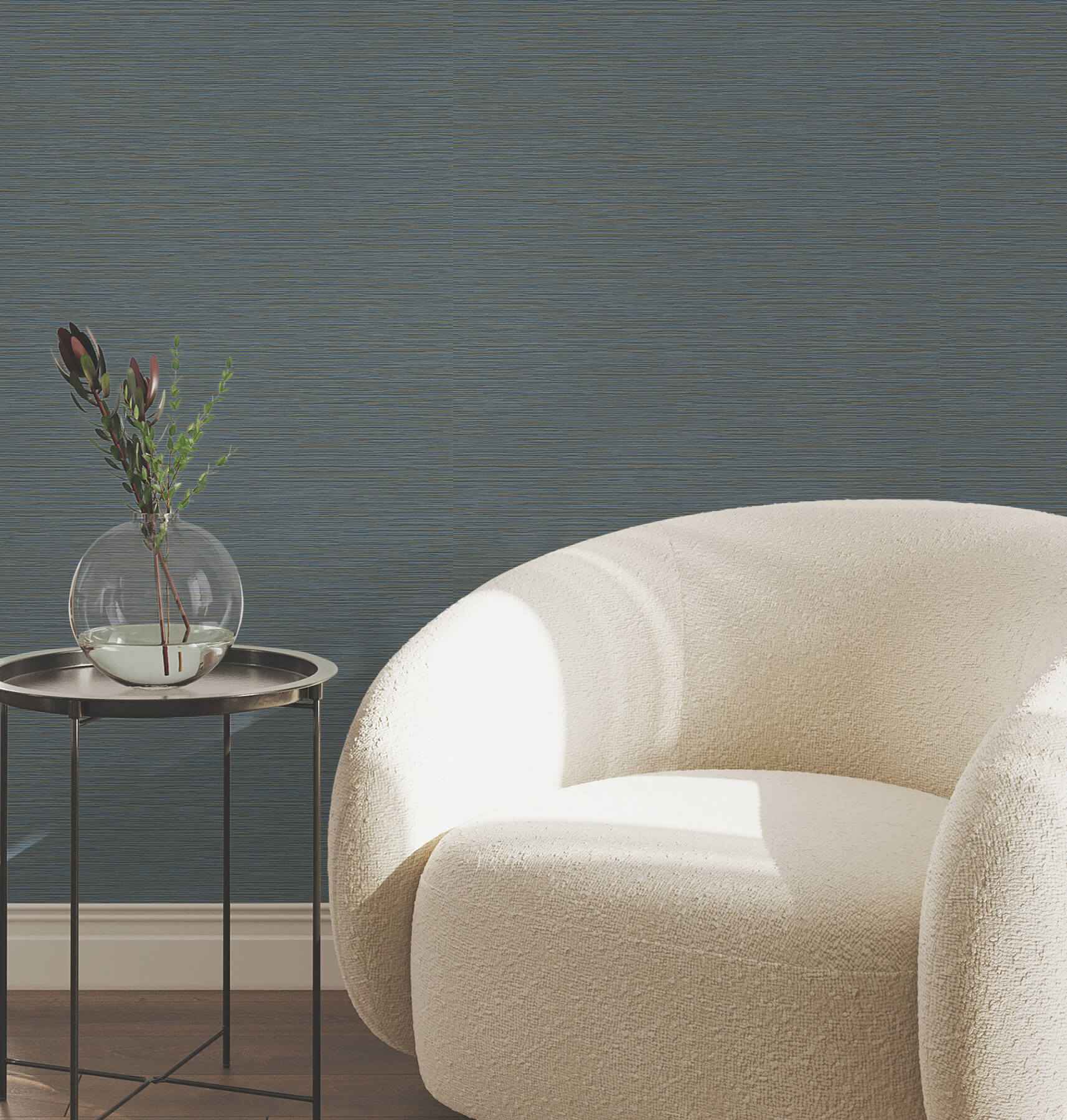 Oasis Dark Blue Faux Grasscloth Wallpaper - York Wallcoverings - UW1067N - York Wallcoverings Wallpaper