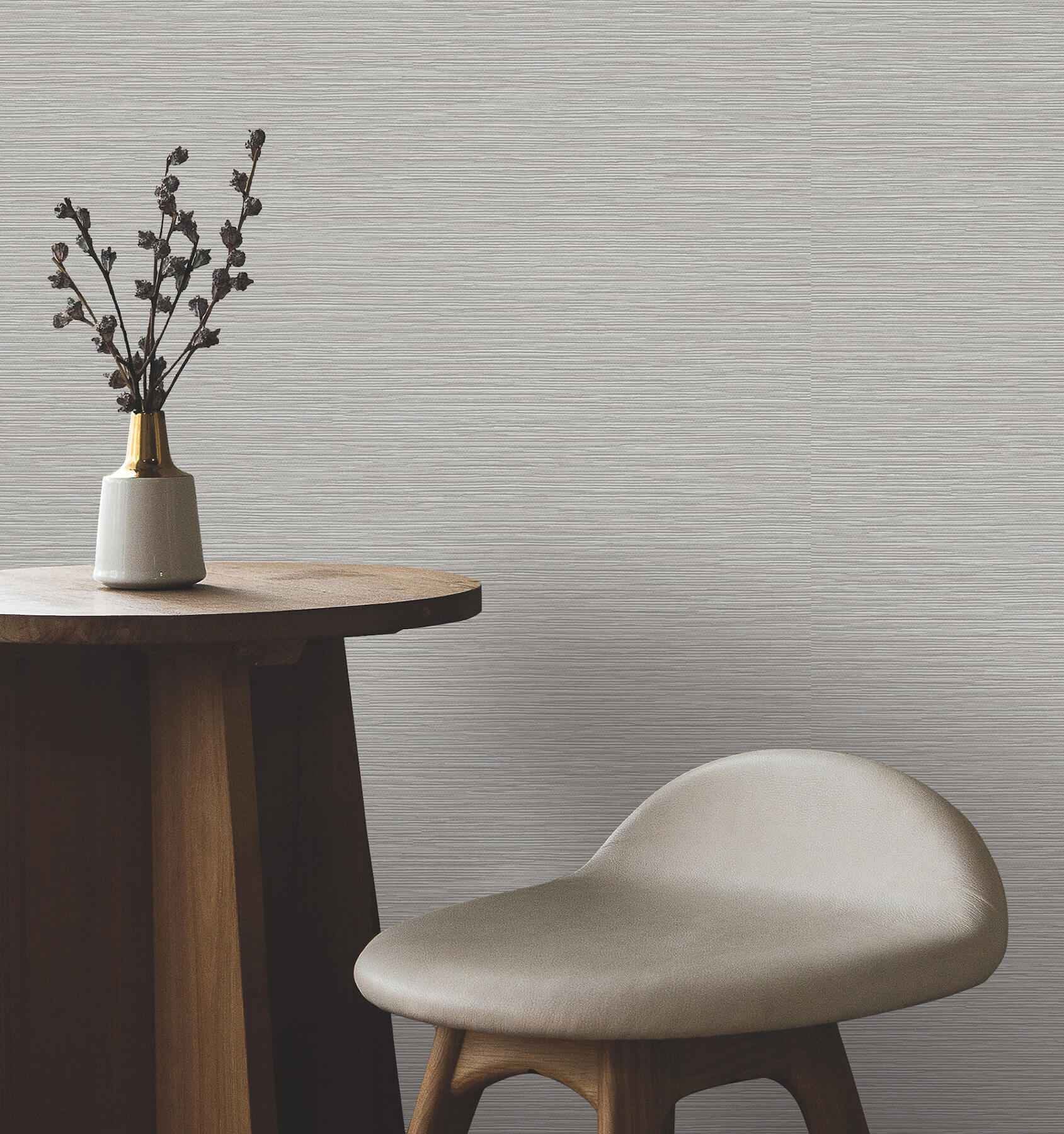 Oasis Grey Faux Grasscloth Wallpaper - York Wallcoverings - UW1070N - York Wallcoverings Wallpaper