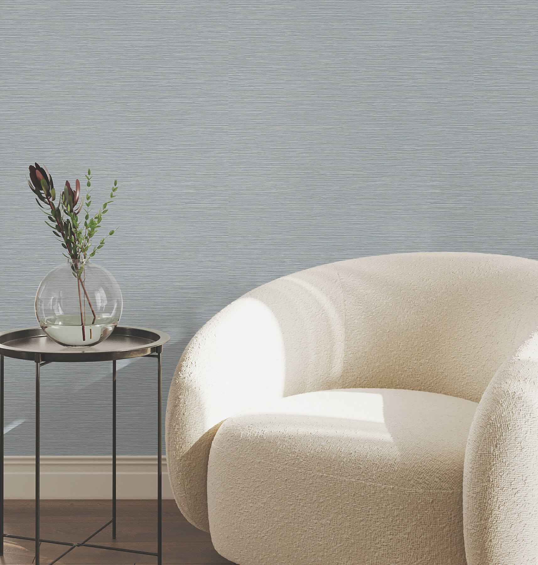 Oasis Blue Faux Grasscloth Wallpaper - York Wallcoverings - UW1071N - York Wallcoverings Wallpaper