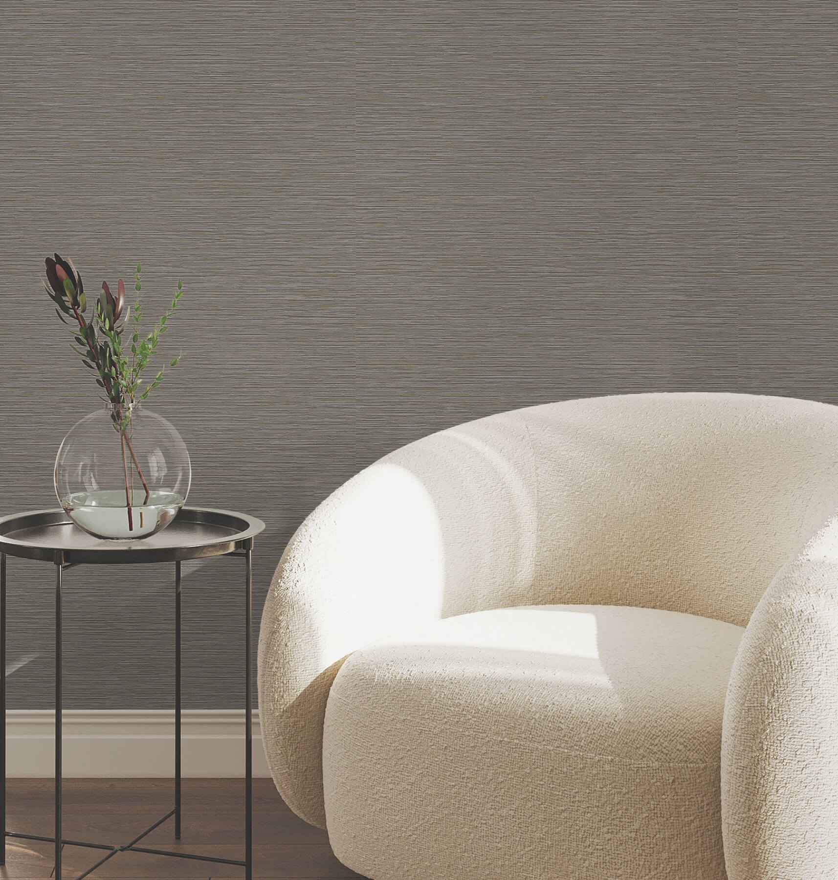 Oasis Charcoal Faux Grasscloth Wallpaper - York Wallcoverings - UW1072N - York Wallcoverings Wallpaper