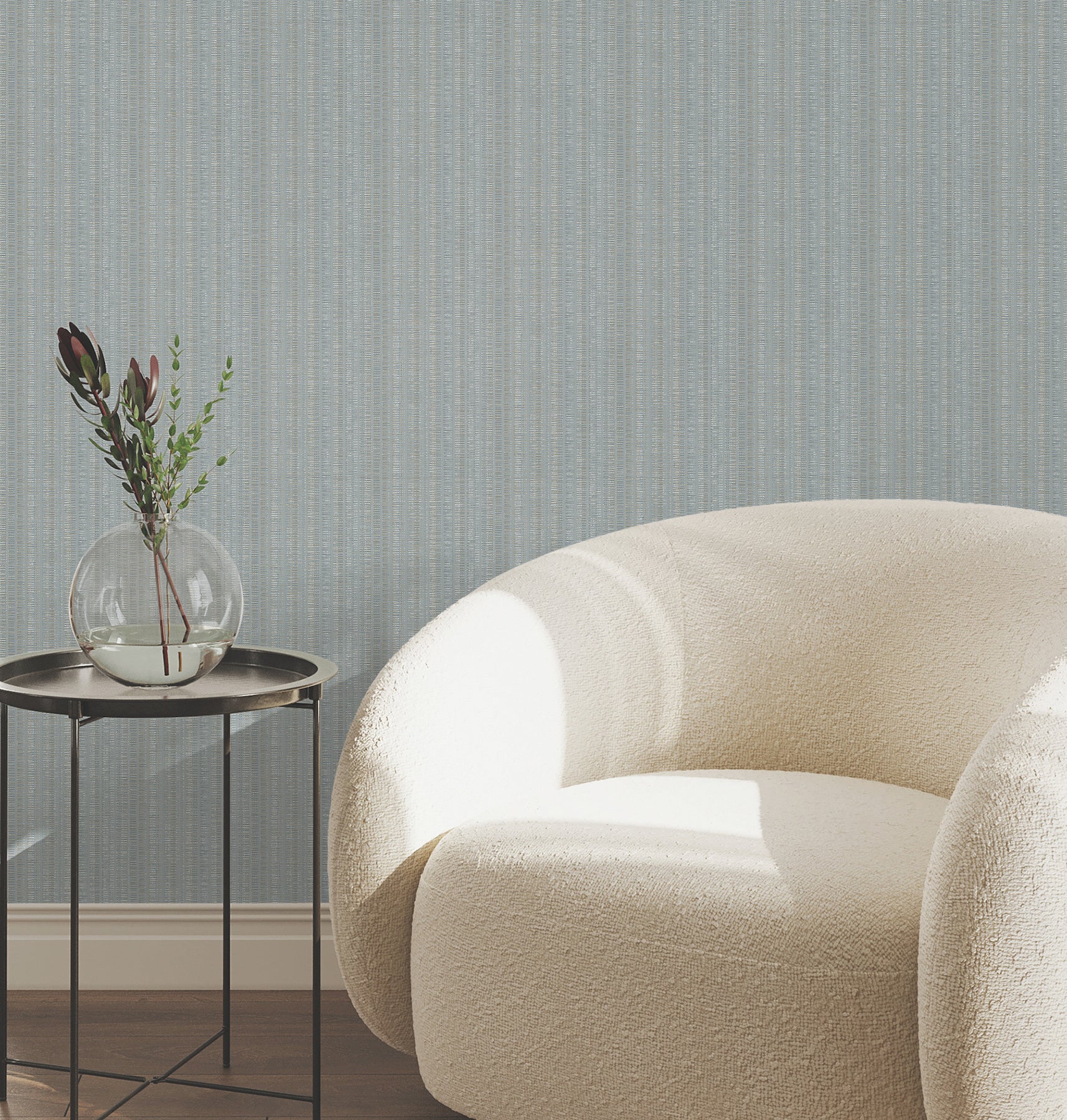 Line in the Sand Light Blue Woven Stripe Wallpaper - York Wallcoverings - UW1091N - York Wallcoverings Wallpaper