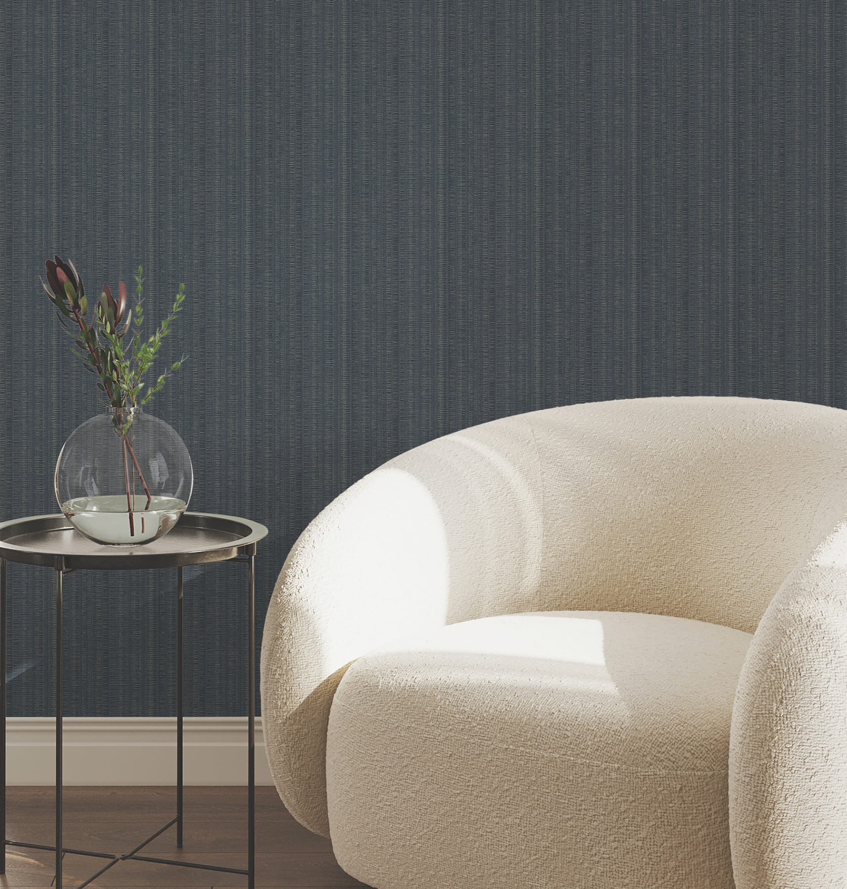 line-in-the-sand-indigo-woven-stripe-wallpaper-york-wallcoverings-uw1092n - York Wallpaper Wallpaper
