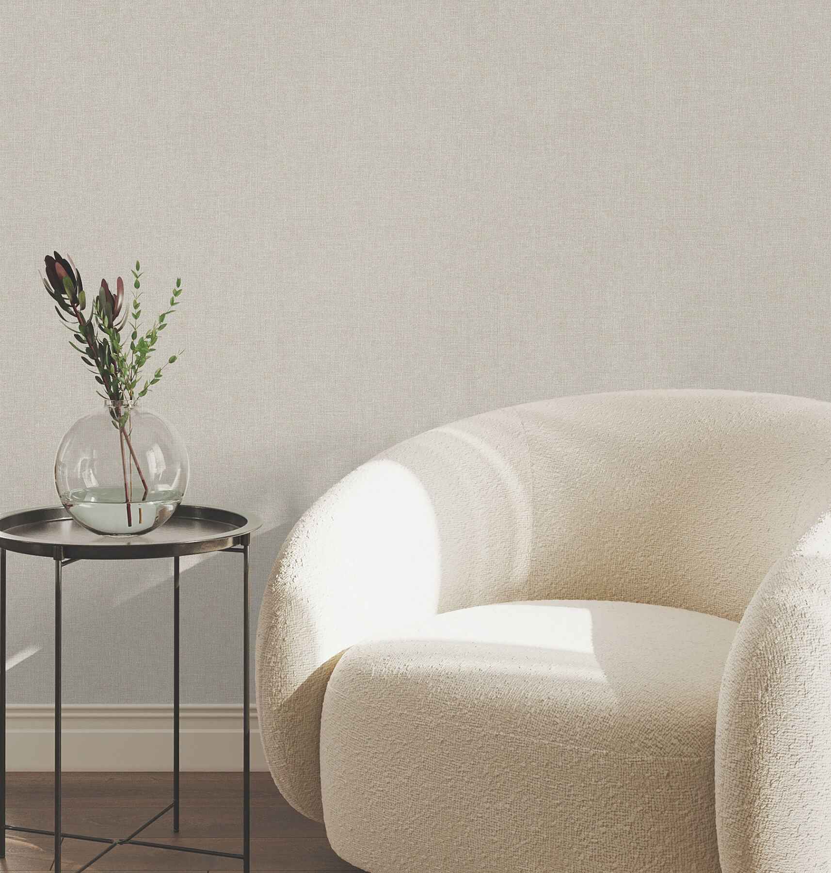 Heathered Linen Beige Faux Fabric Wallpaper - York Wallcoverings - UW1124N - York Wallcoverings Wallpaper