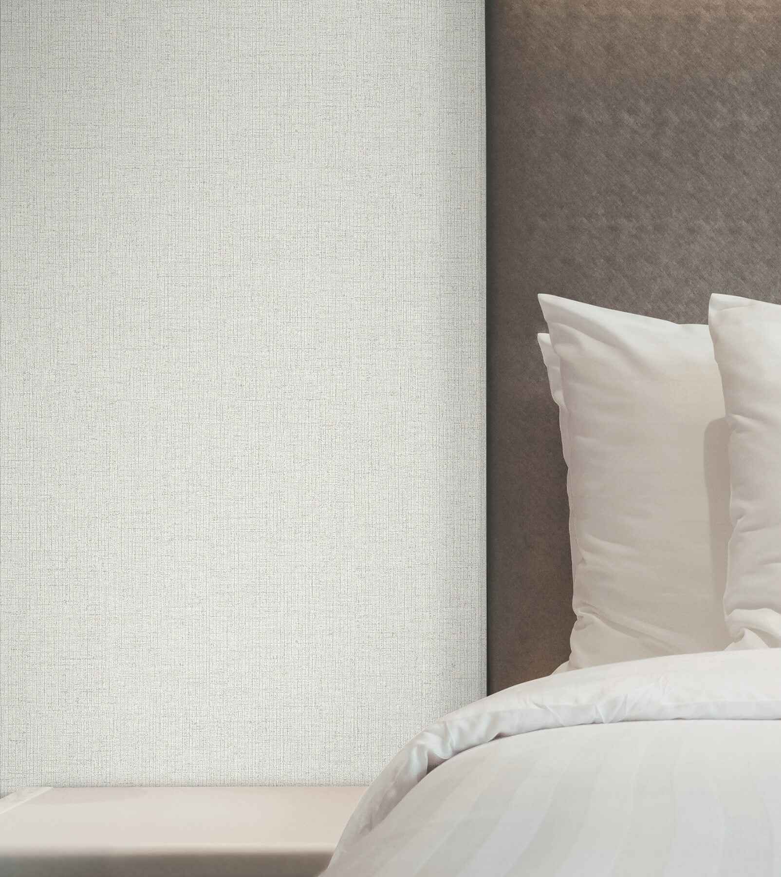 Heathered Linen Off White Faux Fabric Wallpaper - York Wallcoverings - UW1125N - York Wallcoverings Wallpaper