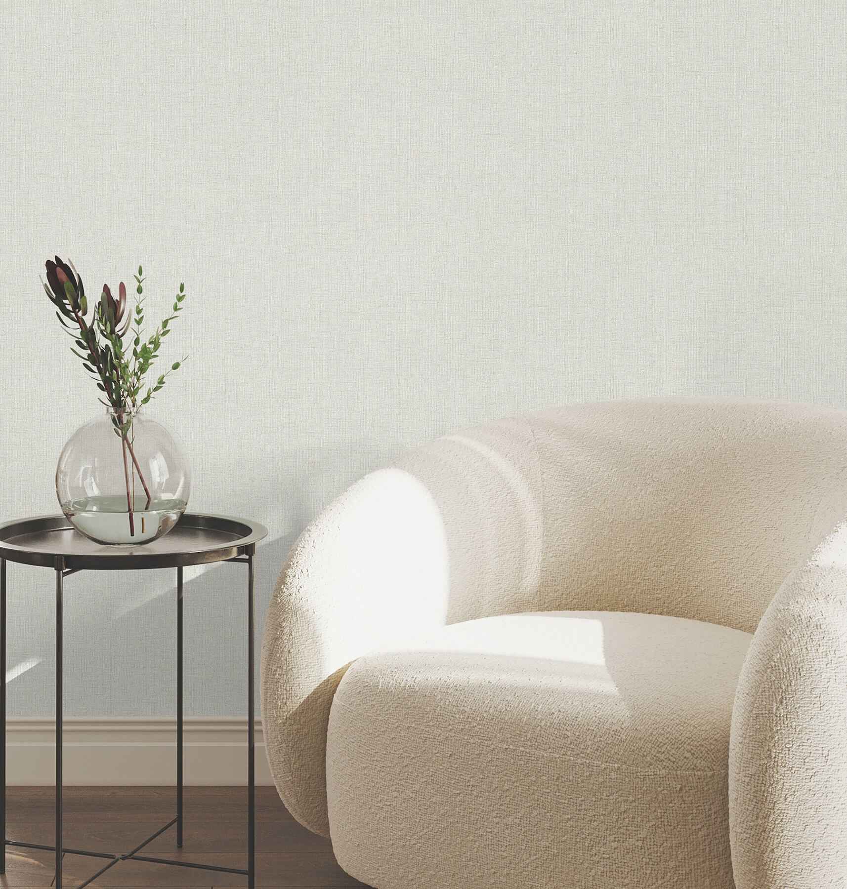 Heathered Linen Off White Faux Fabric Wallpaper - York Wallcoverings - UW1125N - York Wallcoverings Wallpaper