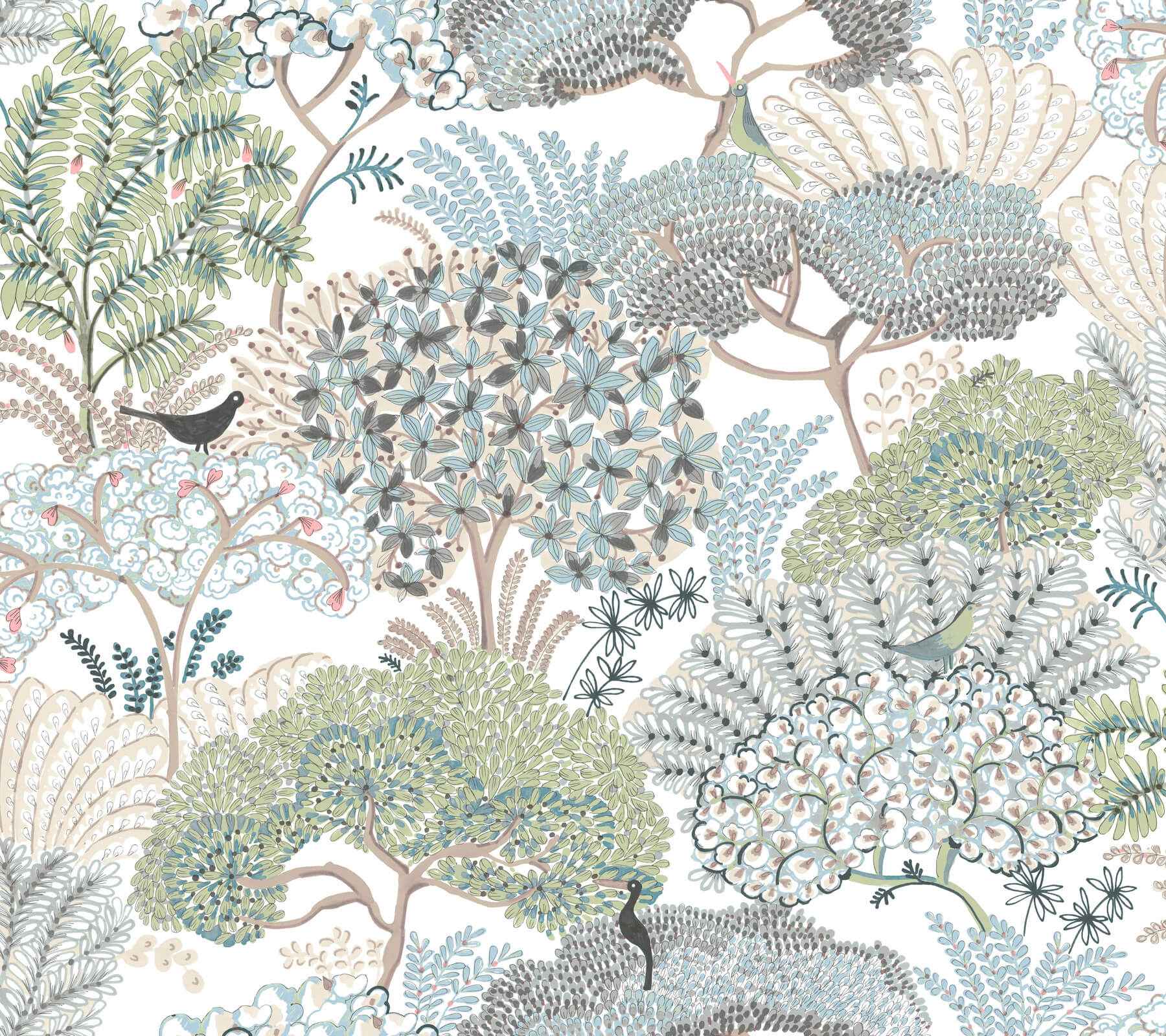 Everbloom Forest Aqua Botanical Peel Stick Wallpaper - York Wallcoverings - PSW1696RL - York Wallcoverings Wallpaper
