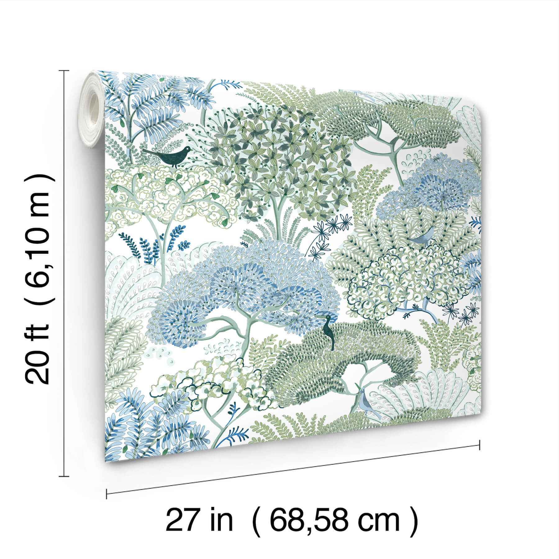 Everbloom Forest Green Botanical Peel Stick Wallpaper - York Wallcoverings - PSW1697RL - York Wallcoverings Wallpaper