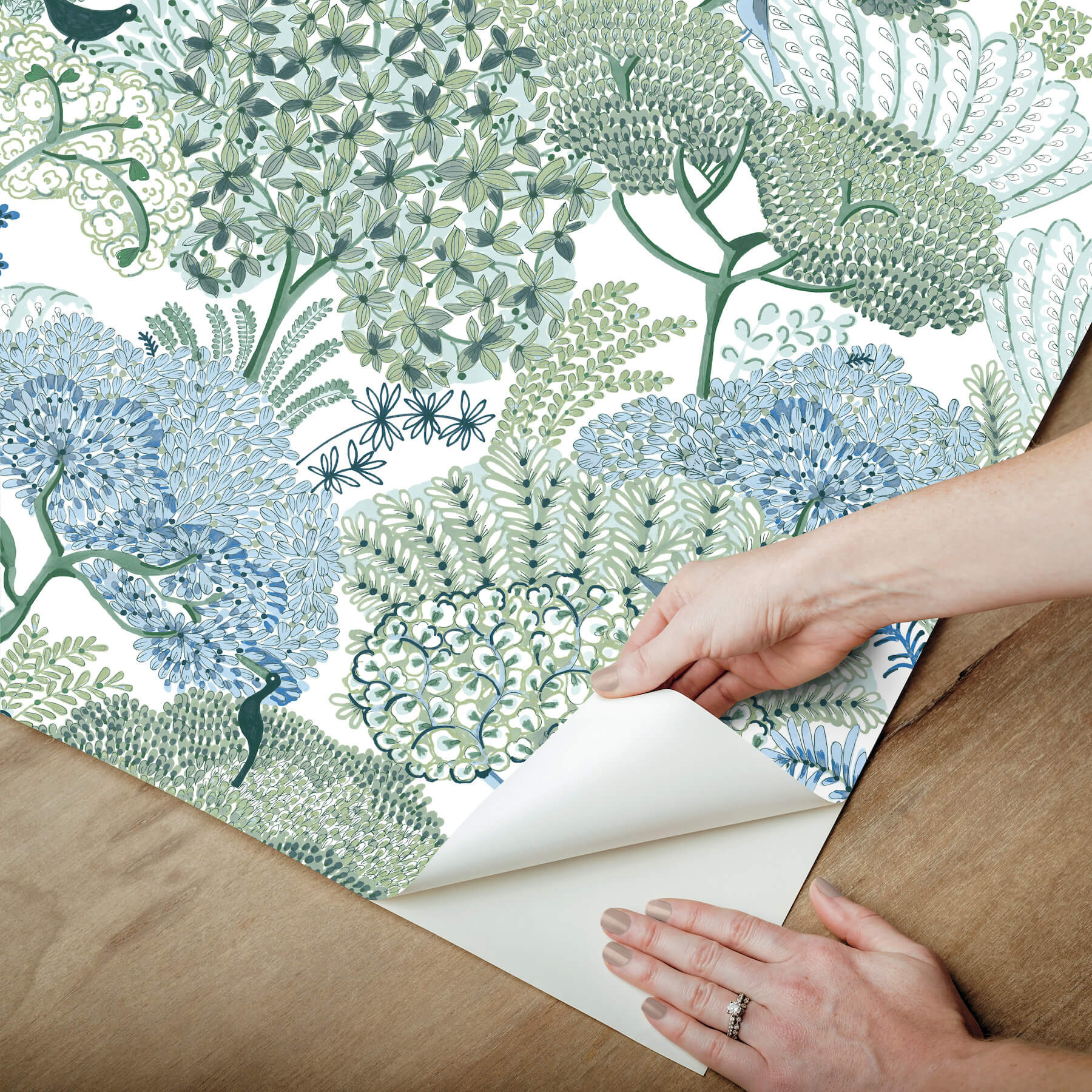 everbloom-forest-green-botanical-peel-stick-wallpaper-york-wallcoverings-psw1697rl - York Wallcoverings Wallpaper