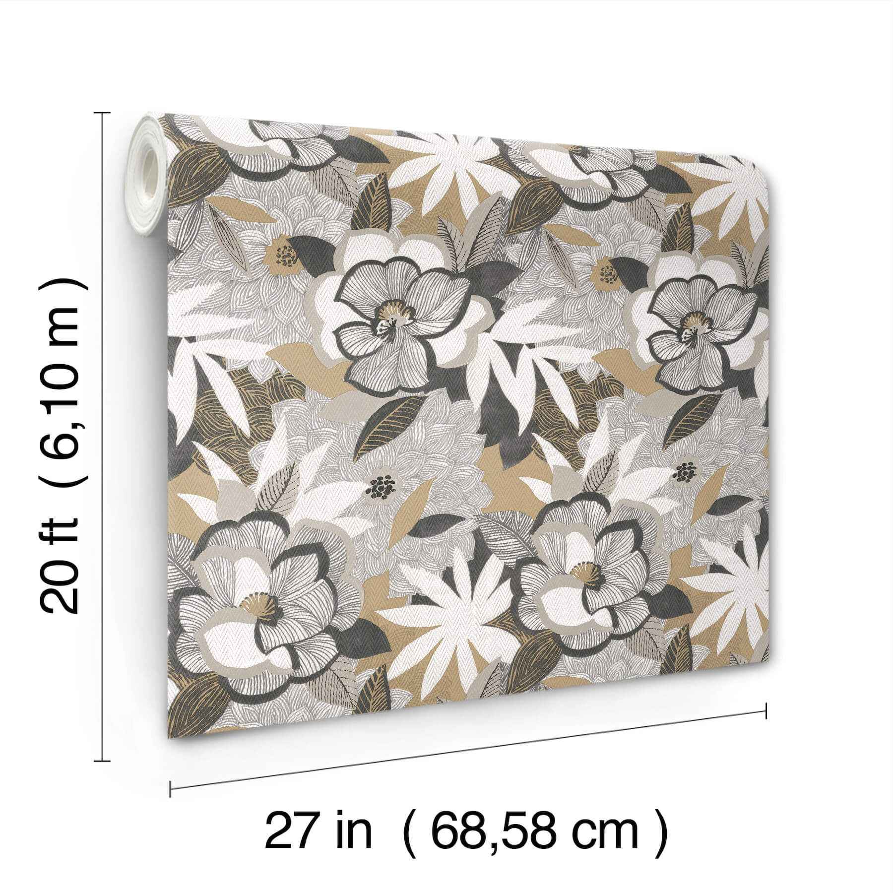 Fantasium Black Floral Peel Stick Wallpaper - York Wallcoverings - PSW1698RL - York Wallcoverings Wallpaper
