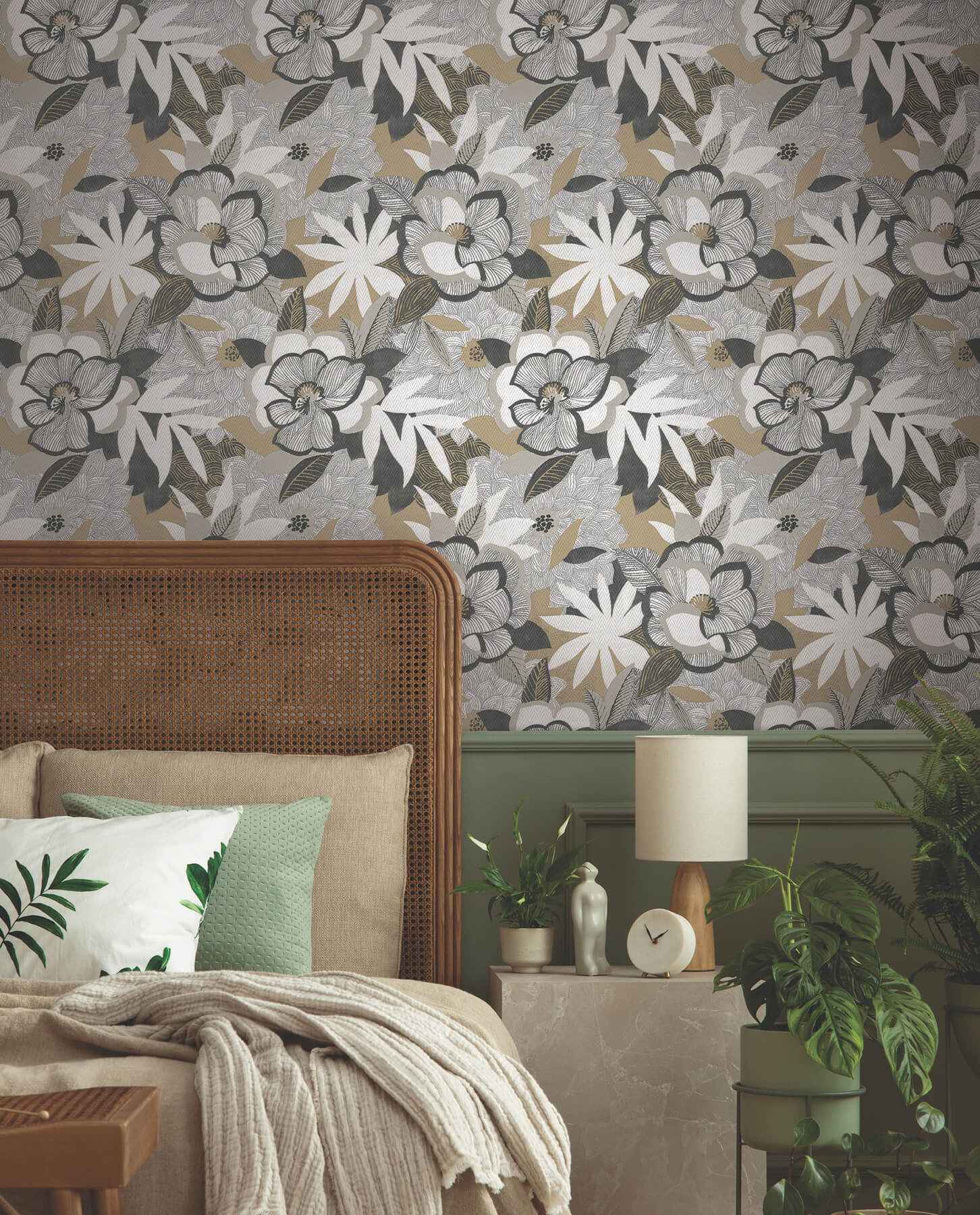 Fantasium Black Floral Peel Stick Wallpaper - York Wallcoverings - PSW1698RL - York Wallcoverings Wallpaper