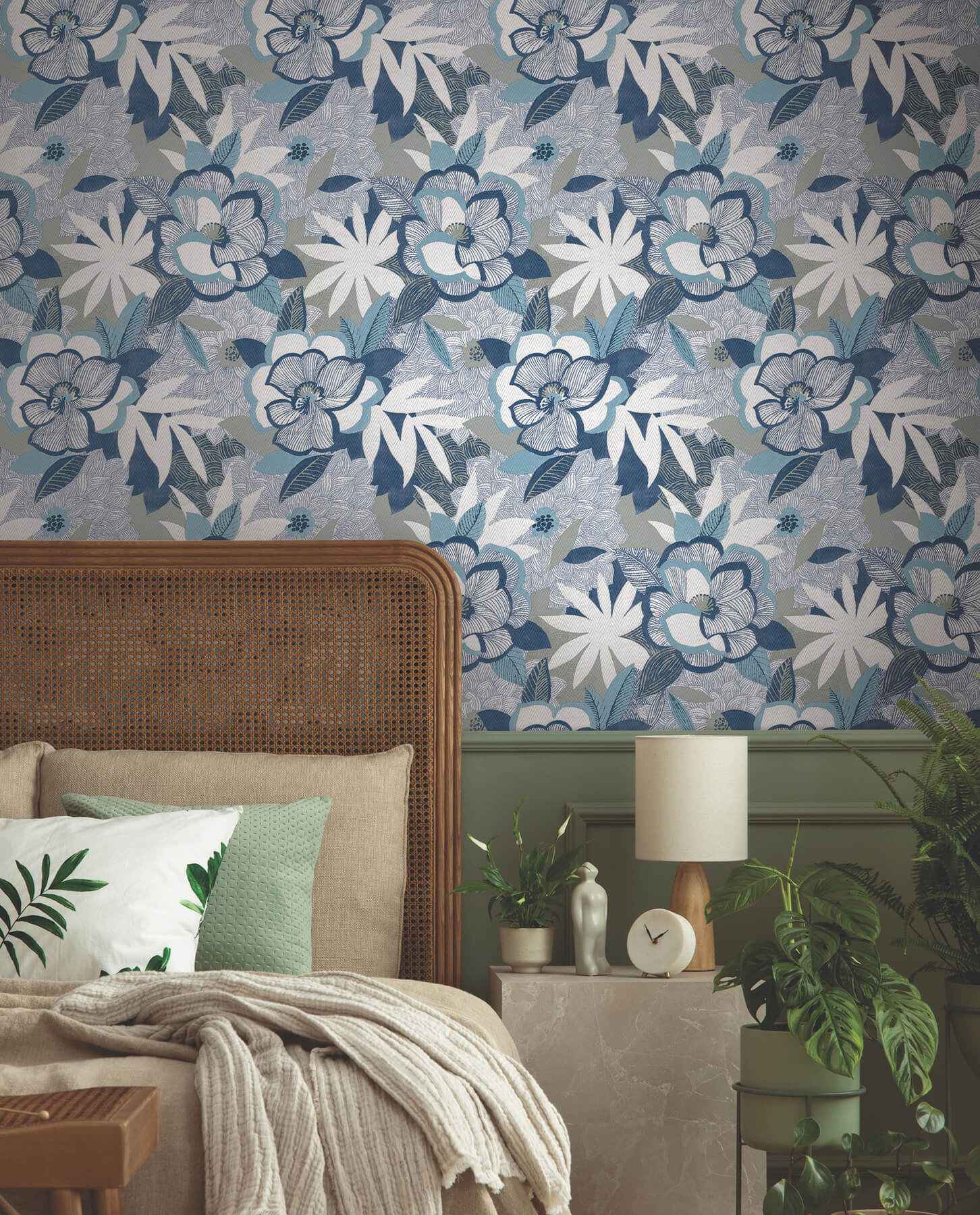 Fantasium Blue Floral Peel Stick Wallpaper - York Wallcoverings - PSW1699RL - York Wallcoverings Wallpaper