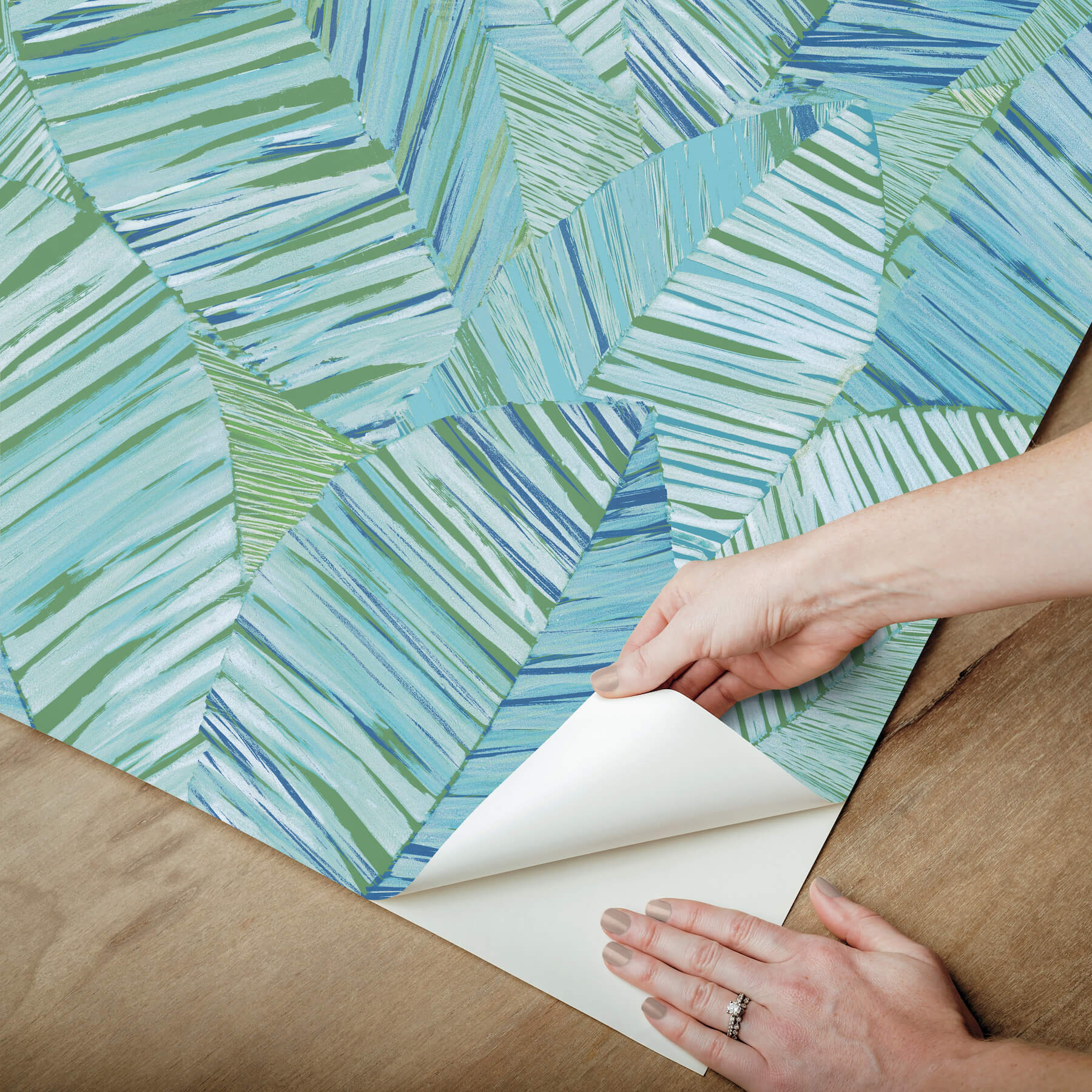 crown-canopy-blue-palm-peel-stick-wallpaper-york-wallcoverings-psw1704rl - York Wallcoverings Wallpaper