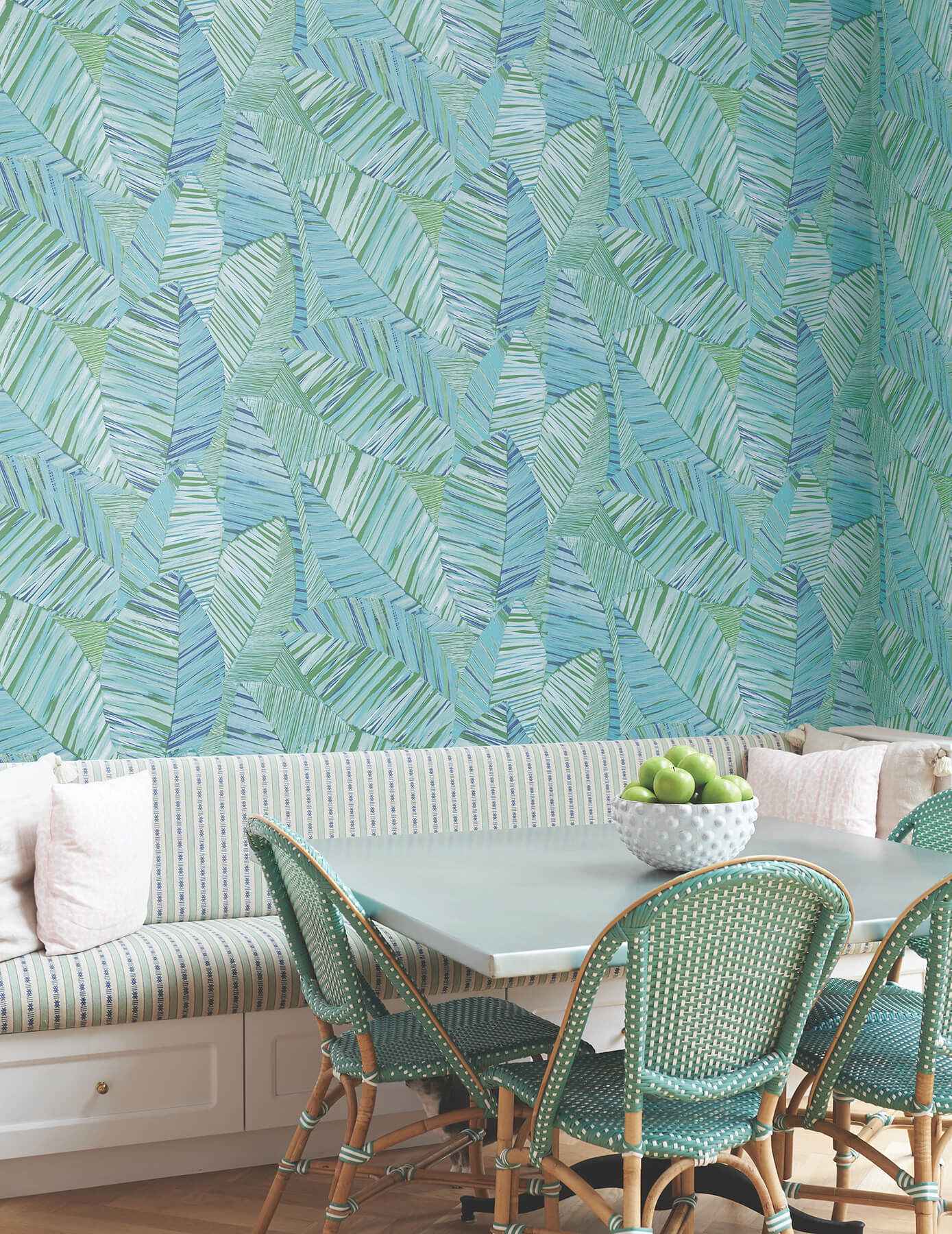 Crown Canopy Blue Palm Peel Stick Wallpaper - York Wallcoverings - PSW1704RL - York Wallcoverings Wallpaper