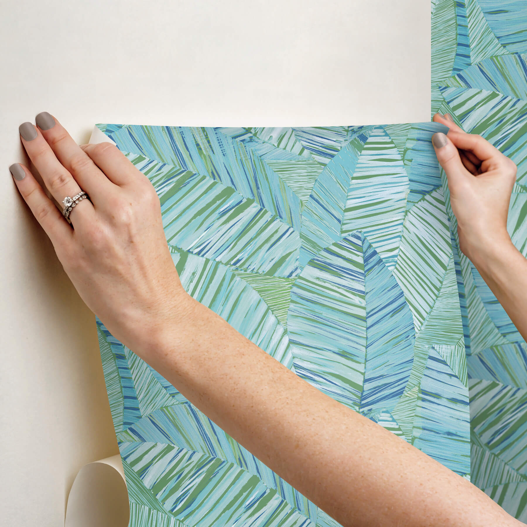crown-canopy-blue-palm-peel-stick-wallpaper-york-wallcoverings-psw1704rl - York Wallcoverings Wallpaper