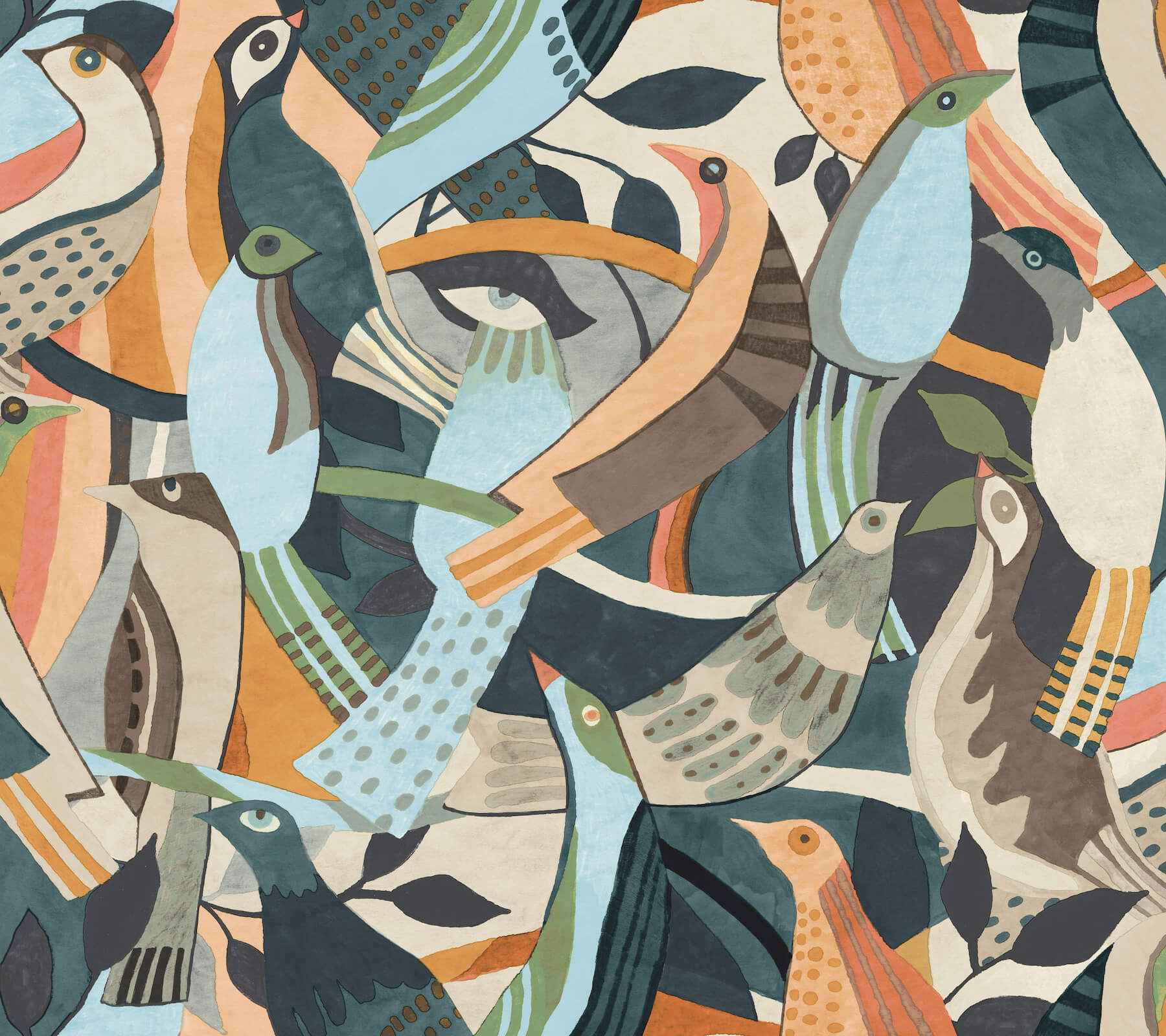 Fauvist Flock Coral Abstract Peel Stick Wallpaper - York Wallcoverings - PSW1707RL