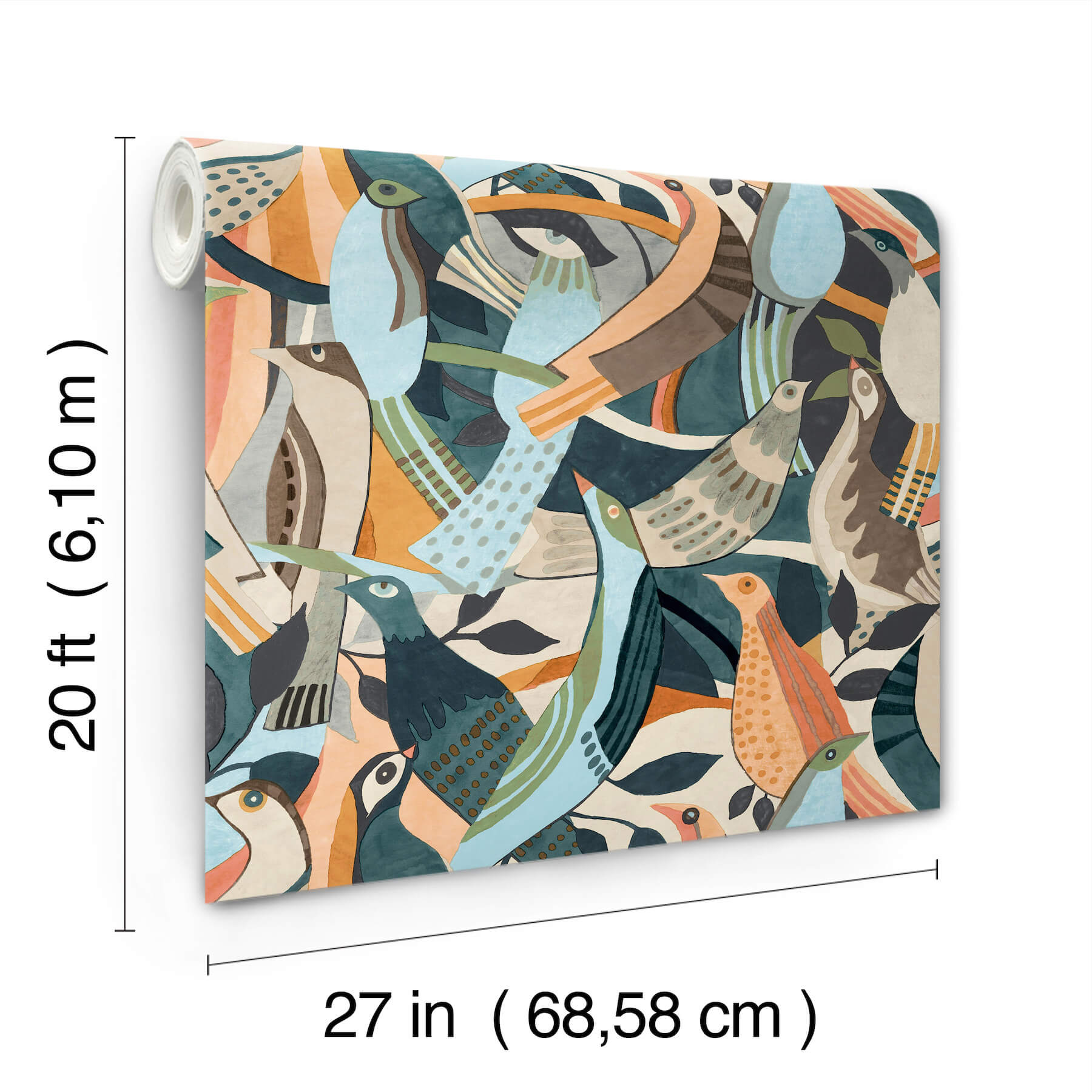 fauvist-flock-coral-abstract-peel-stick-wallpaper-york-wallcoverings-psw1707rl - York Wallcoverings Wallpaper