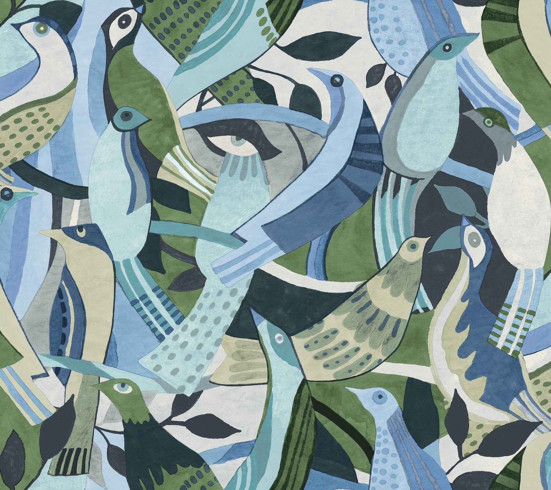 Fauvist Flock Green Abstract Peel Stick Wallpaper - York Wallcoverings - PSW1708RL