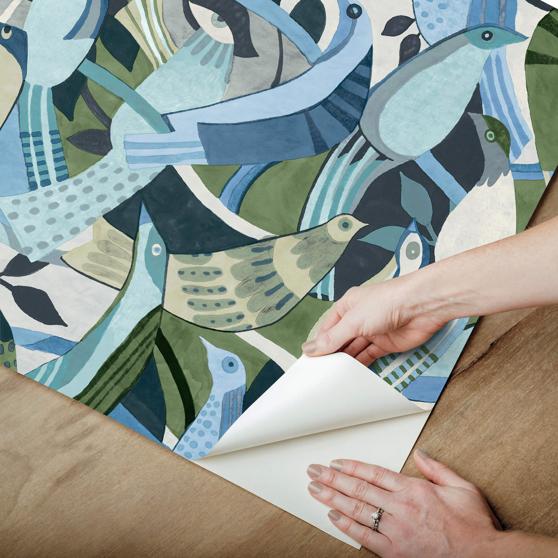 fauvist-flock-green-abstract-peel-stick-wallpaper-york-wallcoverings-psw1708rl - York Wallcoverings Wallpaper