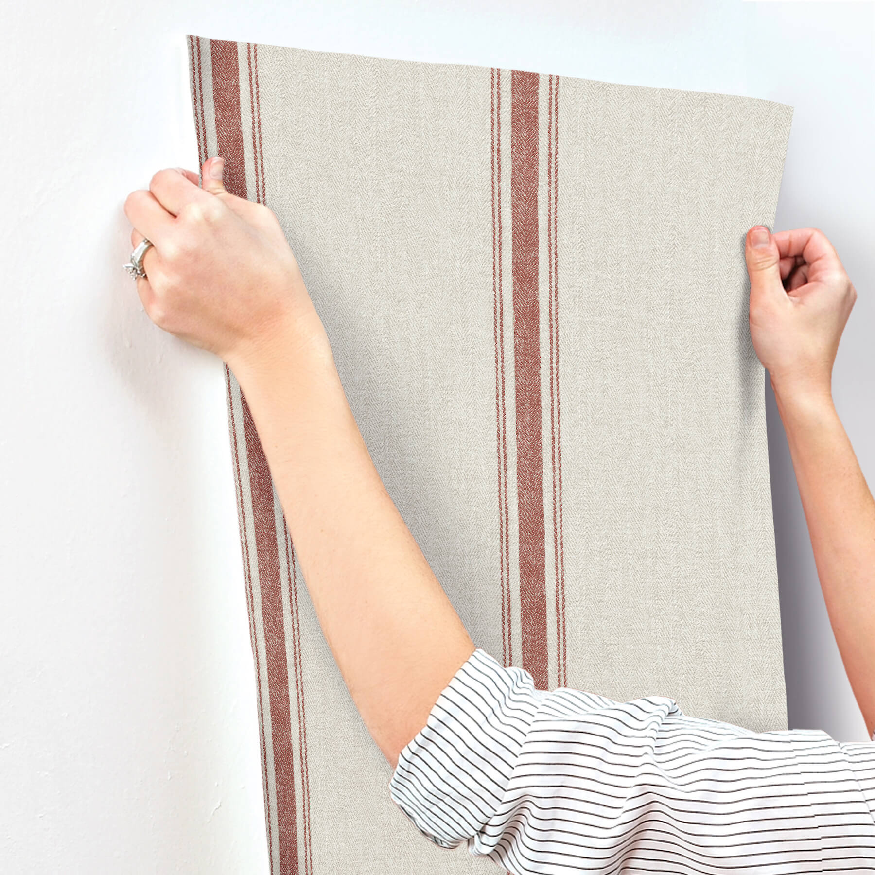 linette-red-fabric-stripe-wallpaper-york-wallcoverings-4192-12464 - York Wallcoverings Wallpaper