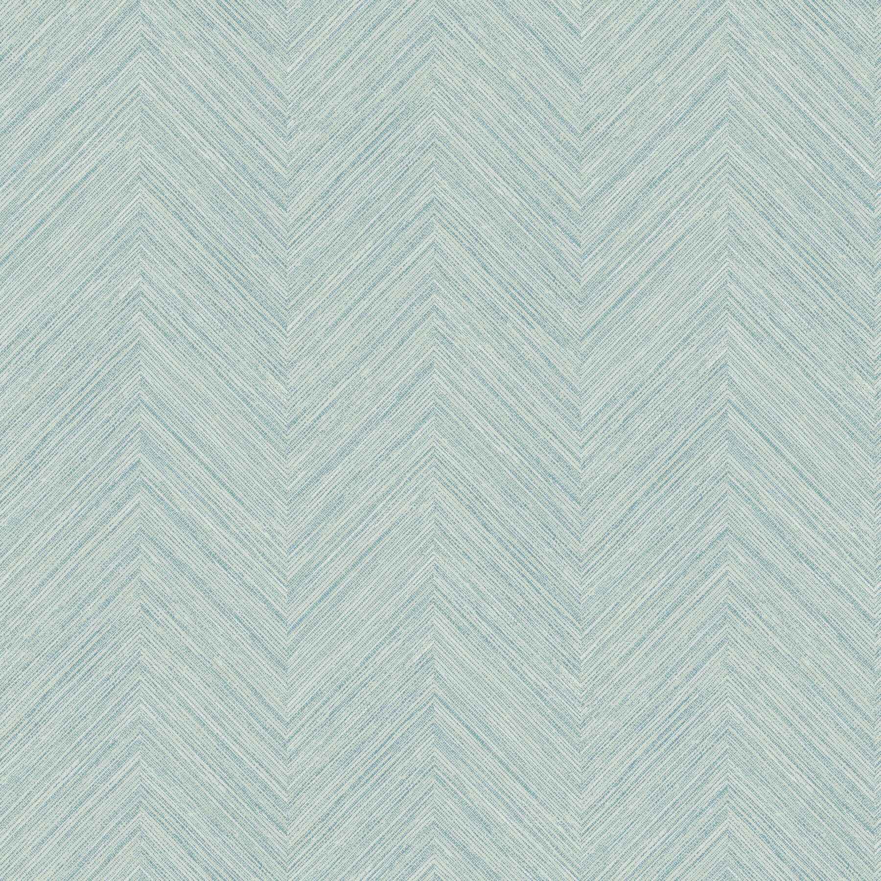 Caladesi Aqua Linen Chevron Wallpaper - York Wallcoverings - 4192-13672