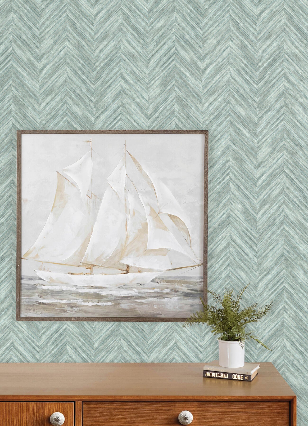 caladesi-aqua-linen-chevron-wallpaper-york-wallcoverings-4192-13672 - York Wallcoverings Wallpaper