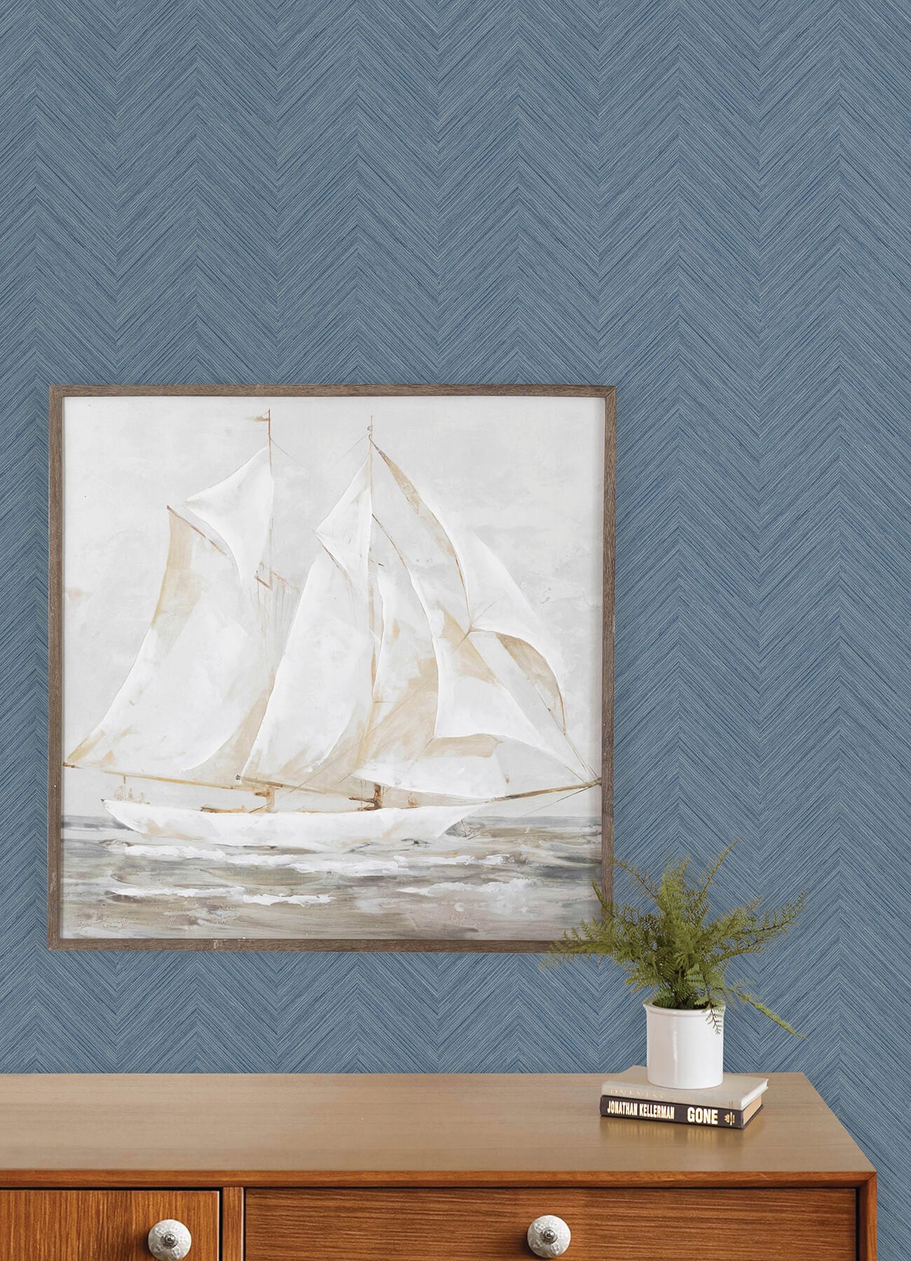 caladesi-blue-linen-chevron-wallpaper-york-wallcoverings-4192-13678 - York Wallcoverings Wallpaper