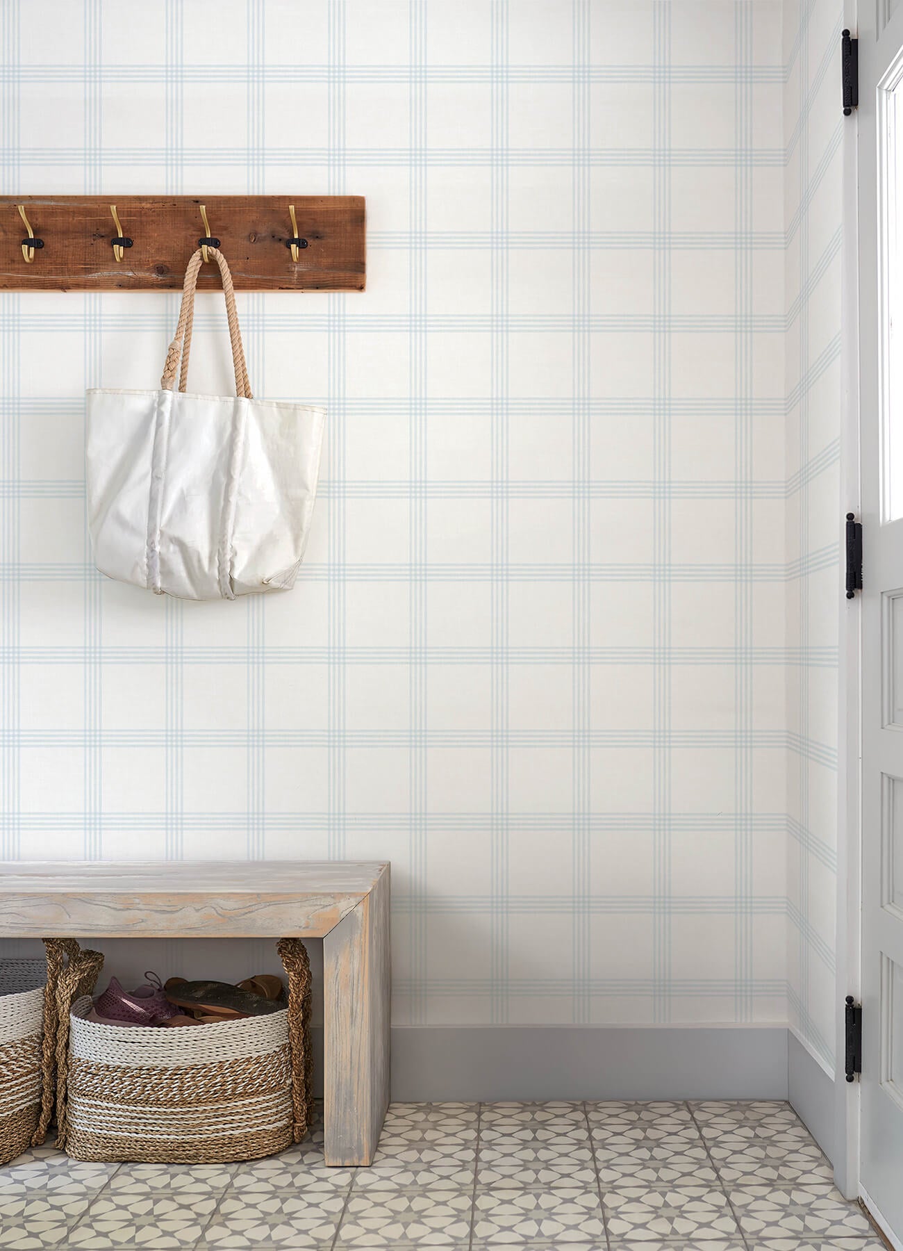 twain-light-blue-plaid-wallpaper-york-wallcoverings-4192-24475 - York Wallcoverings Wallpaper