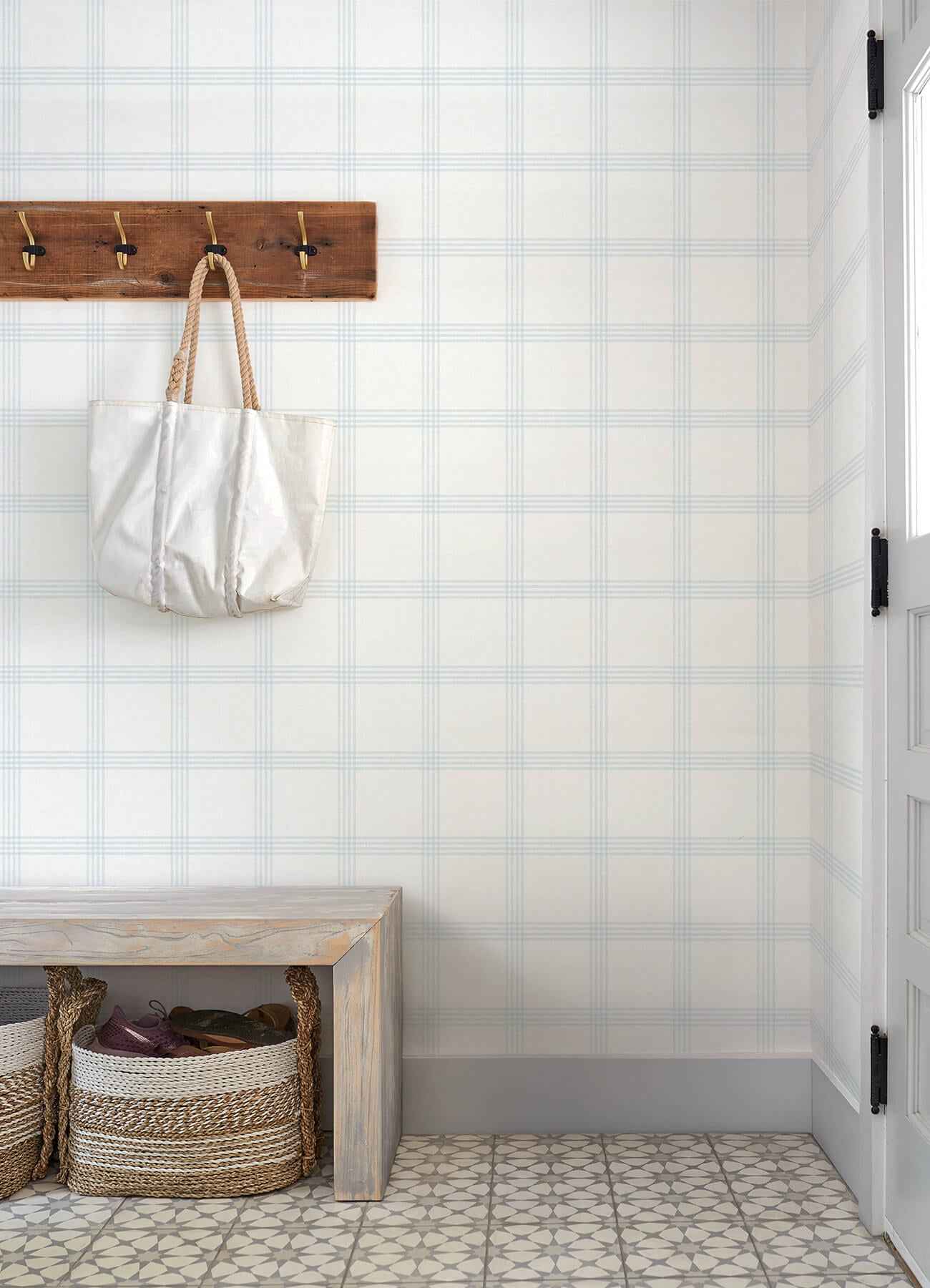 Twain Light Blue Plaid Wallpaper - York Wallcoverings - 4192-24475 - York Wallcoverings Wallpaper