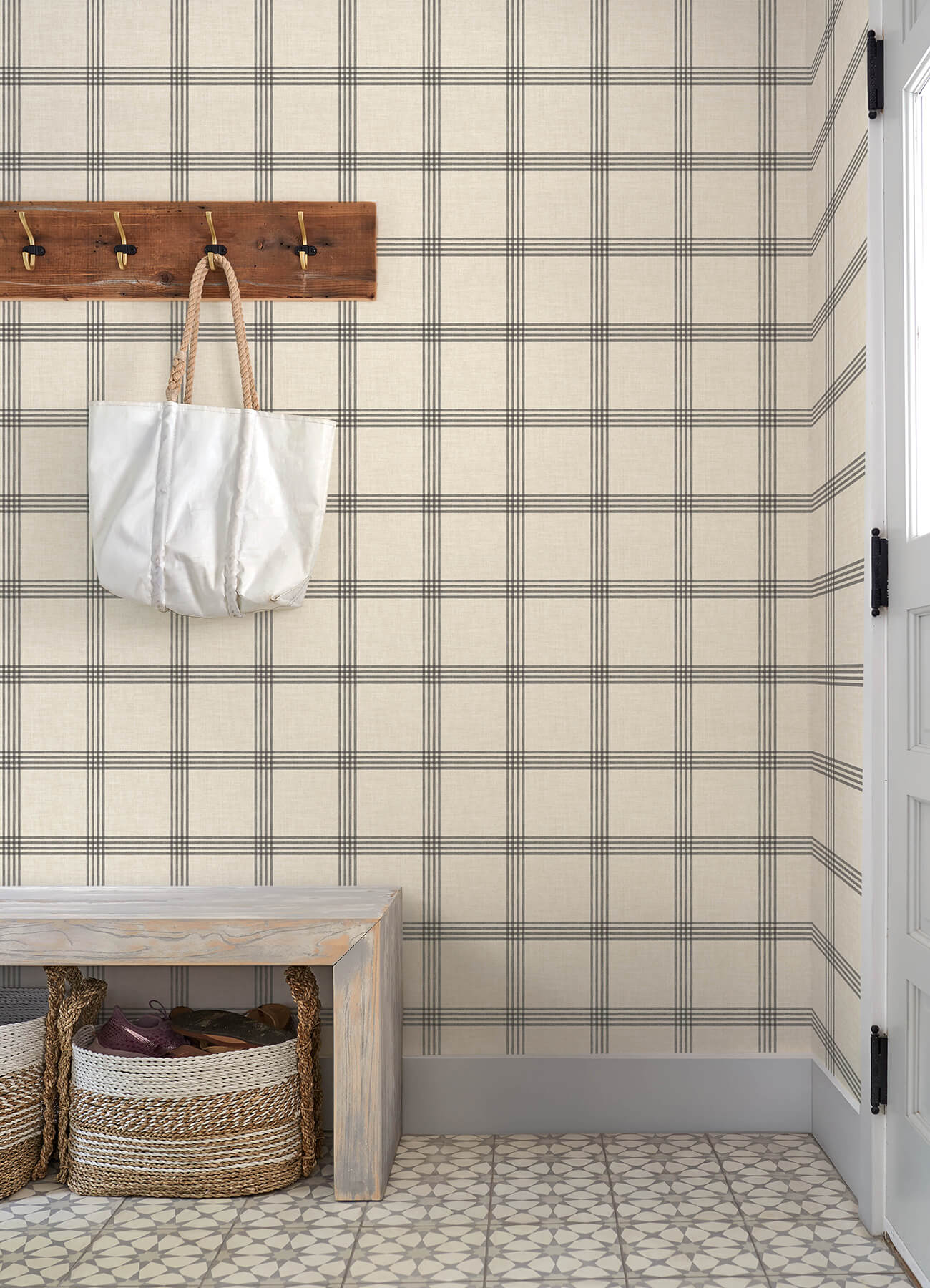 twain-black-plaid-wallpaper-york-wallcoverings-4192-24479 - York Wallcoverings Wallpaper