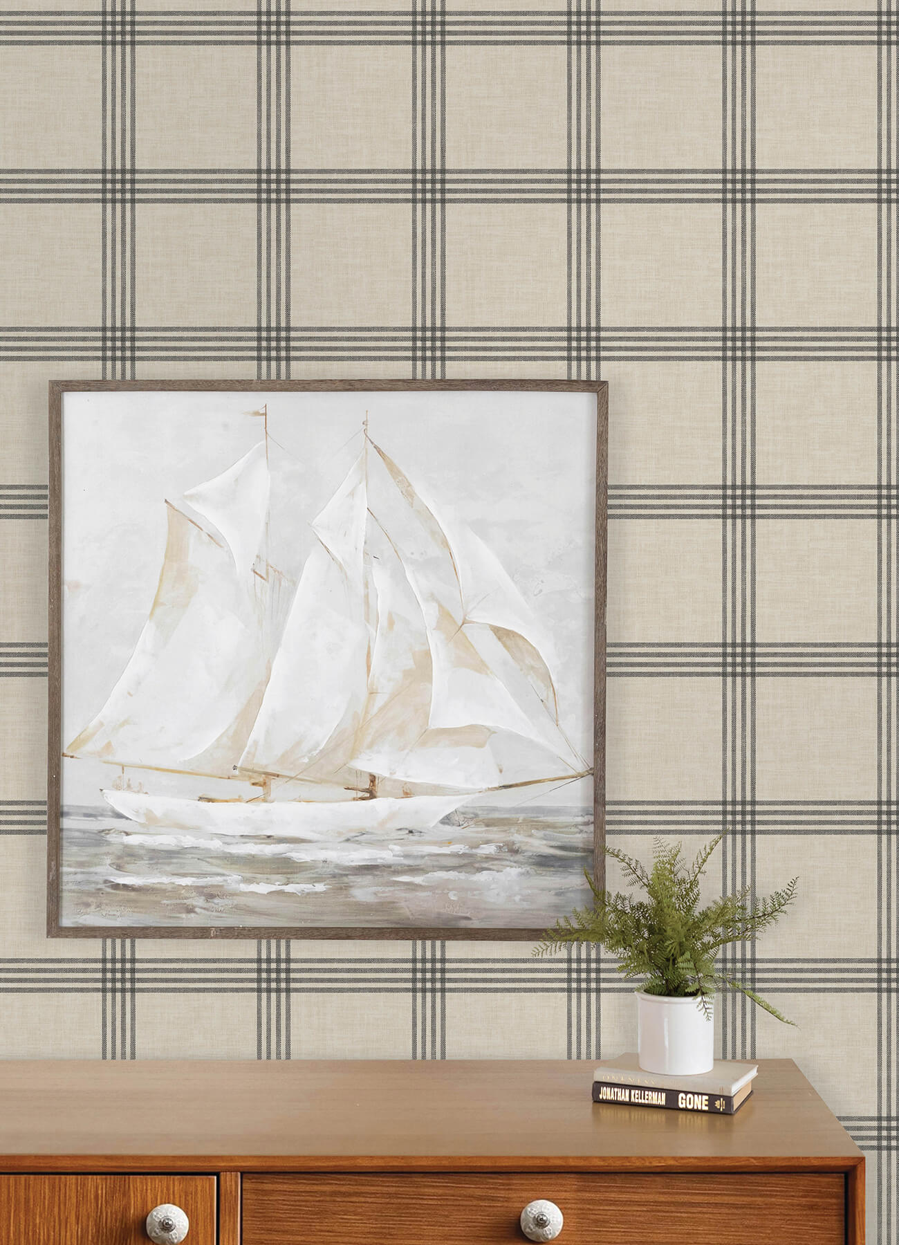 twain-black-plaid-wallpaper-york-wallcoverings-4192-24479 - York Wallcoverings Wallpaper