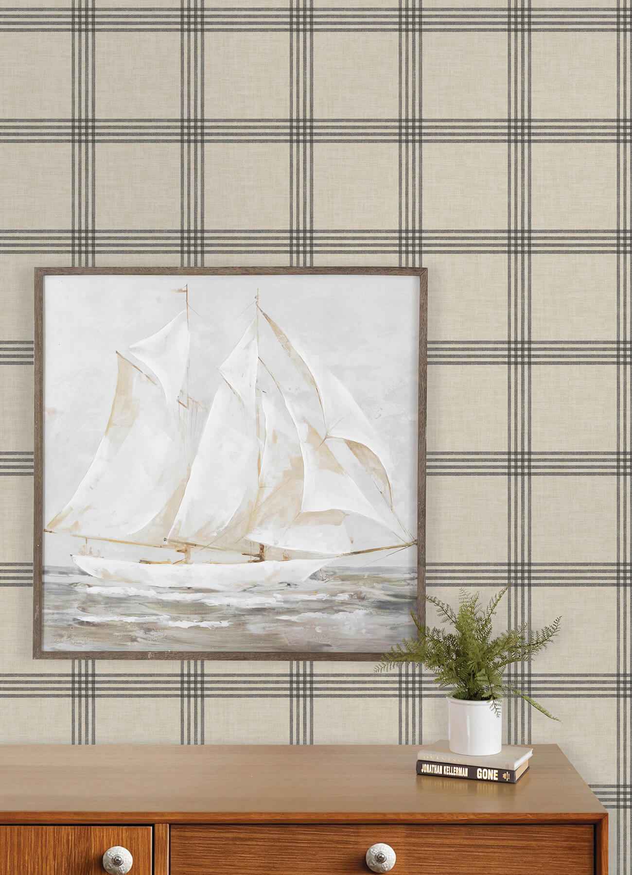 Twain Black Plaid Wallpaper - York Wallcoverings - 4192-24479 - York Wallcoverings Wallpaper