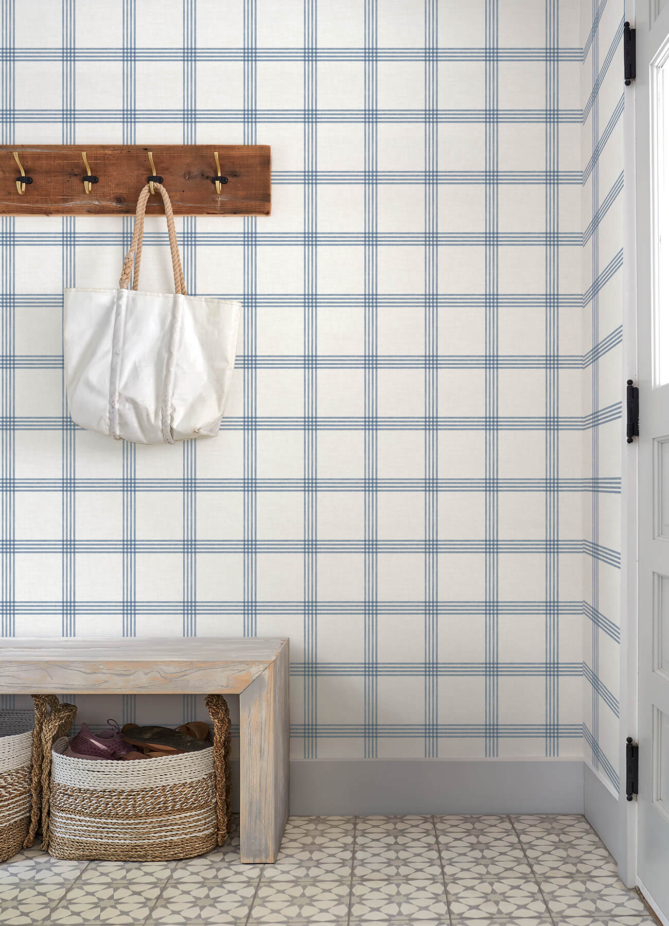 twain-denim-plaid-wallpaper-york-wallcoverings-4192-26993 - York Wallcoverings Wallpaper
