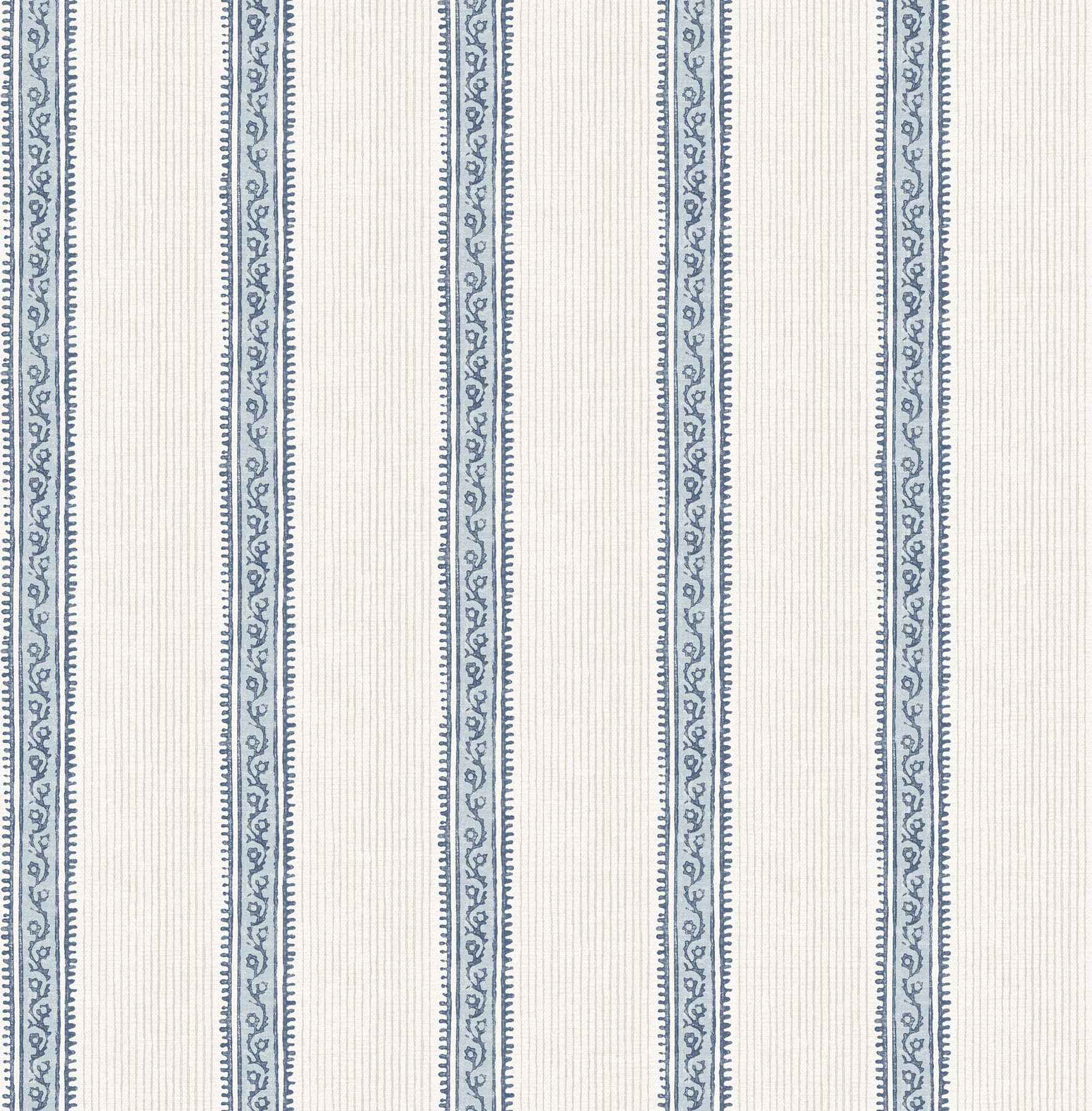 Mandevilla Blue Vine Stripe Wallpaper - York Wallcoverings - 4192-27428 - York Wallcoverings Wallpaper